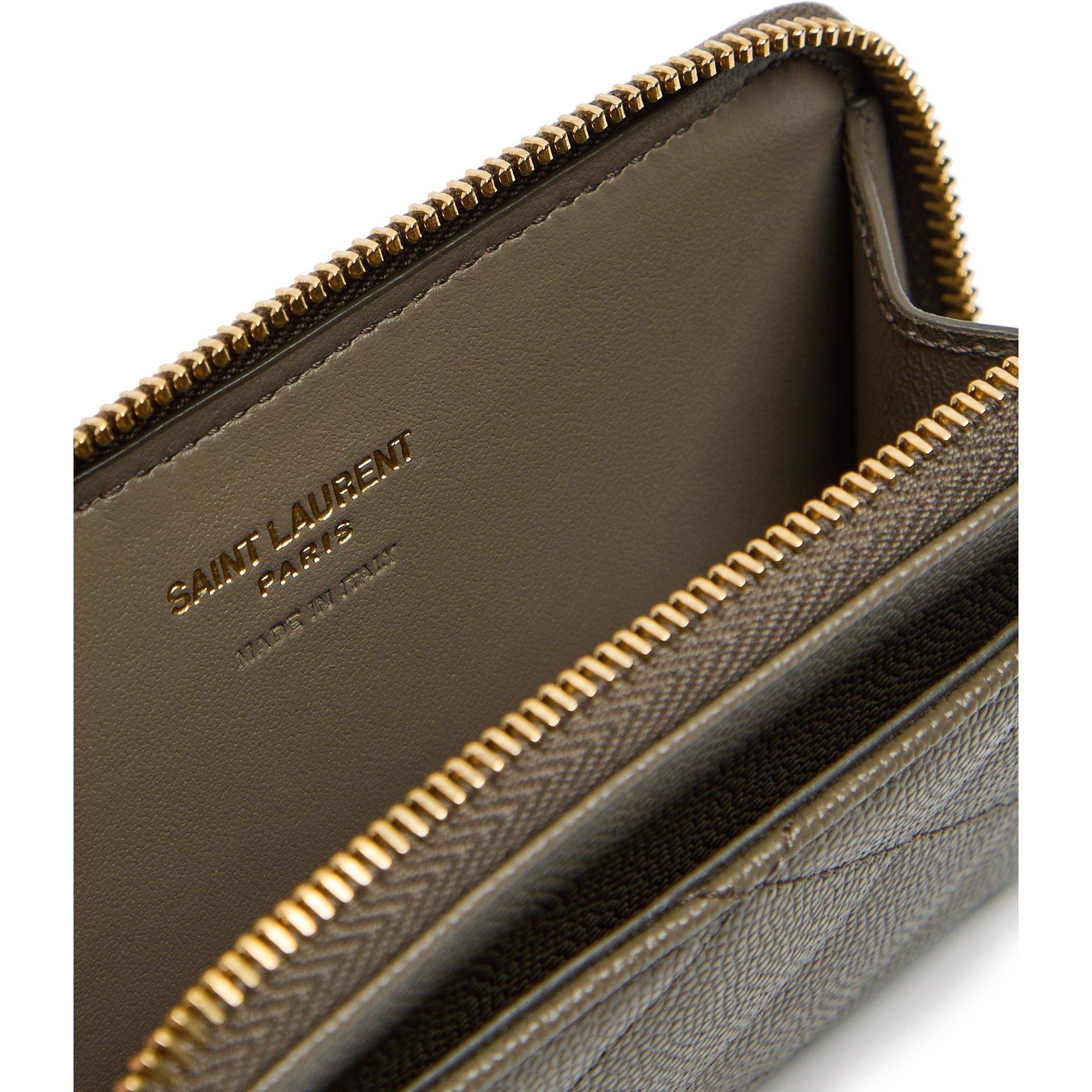 TAUPE - Saint Laurent - Women's Quilted Leather Zip Card Holder - 4