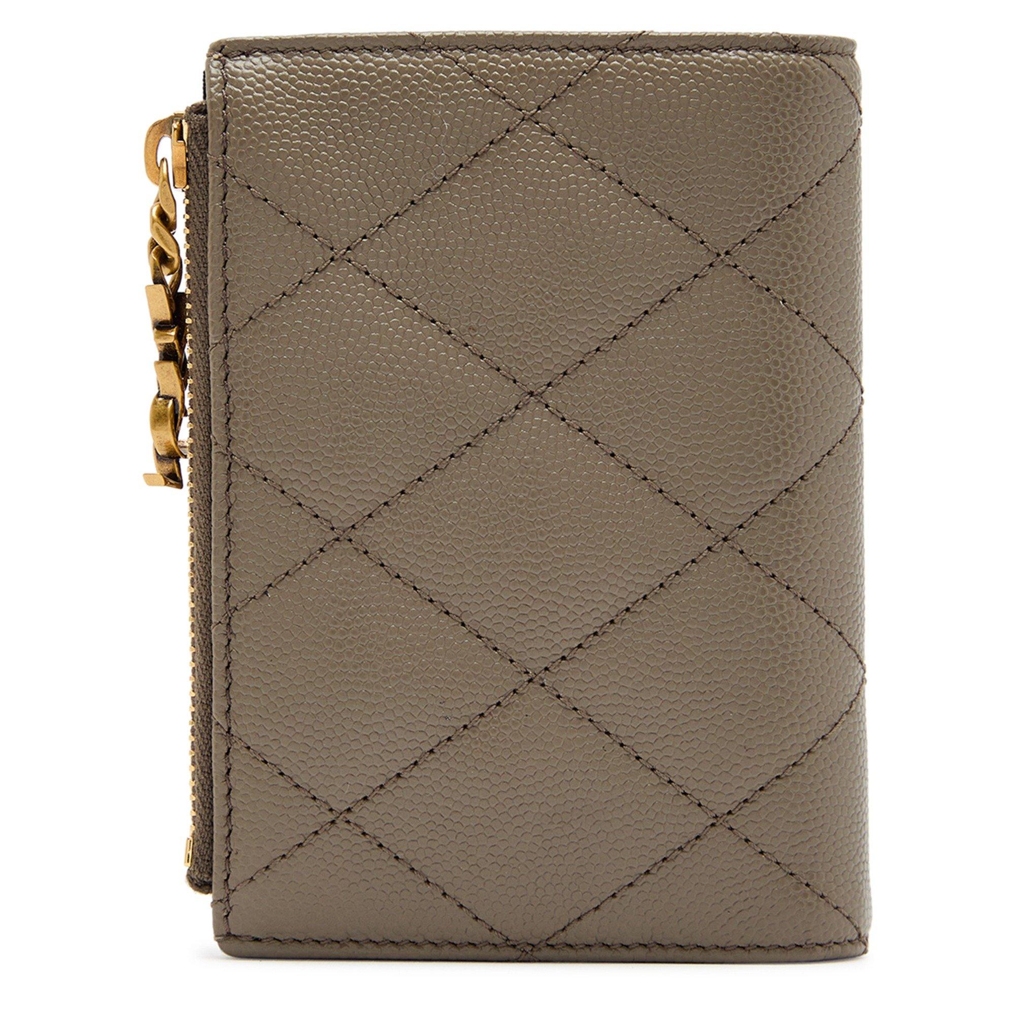 TAUPE - Saint Laurent - Women's Quilted Leather Zip Card Holder - 2