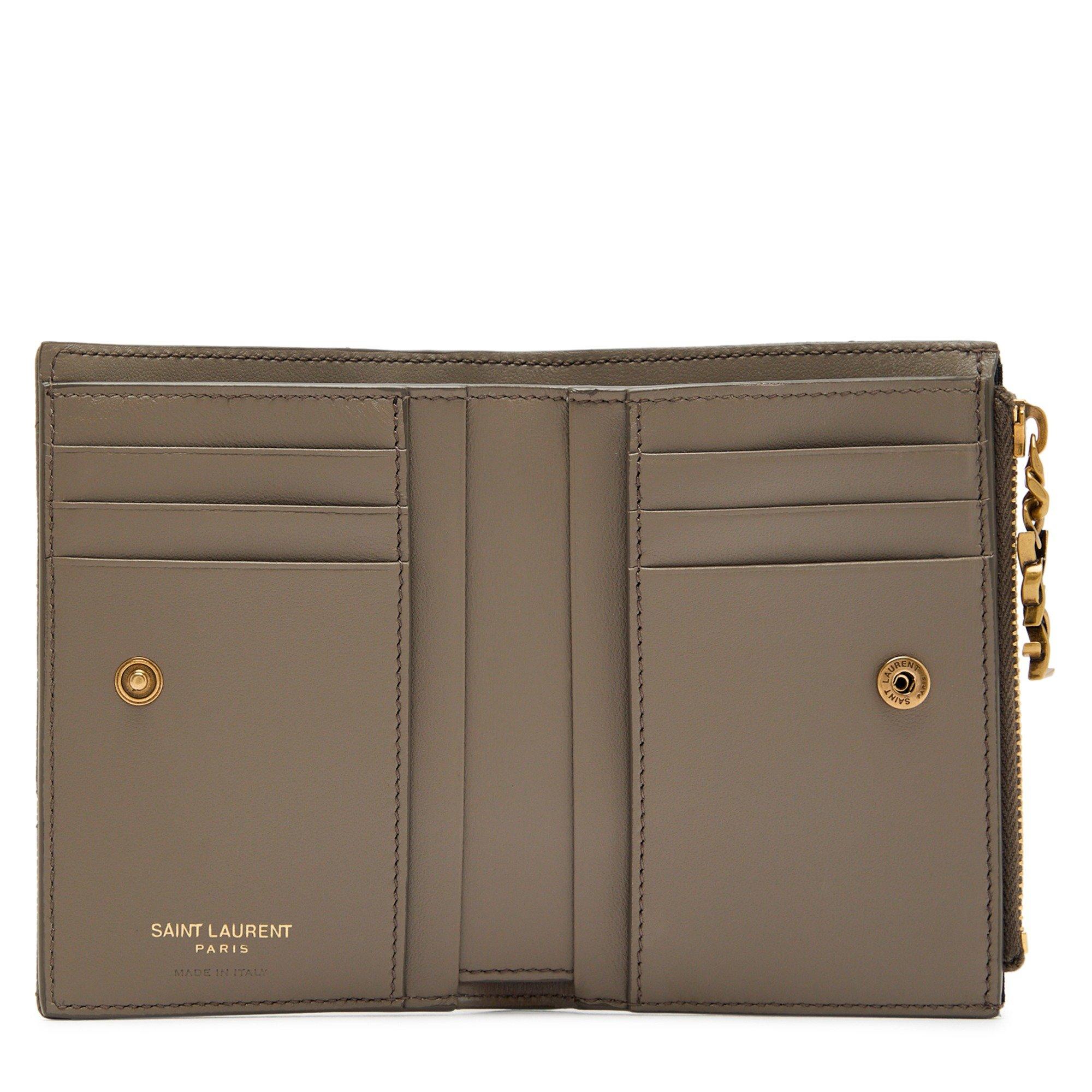 TAUPE - Saint Laurent - Women's Quilted Leather Zip Card Holder - 3
