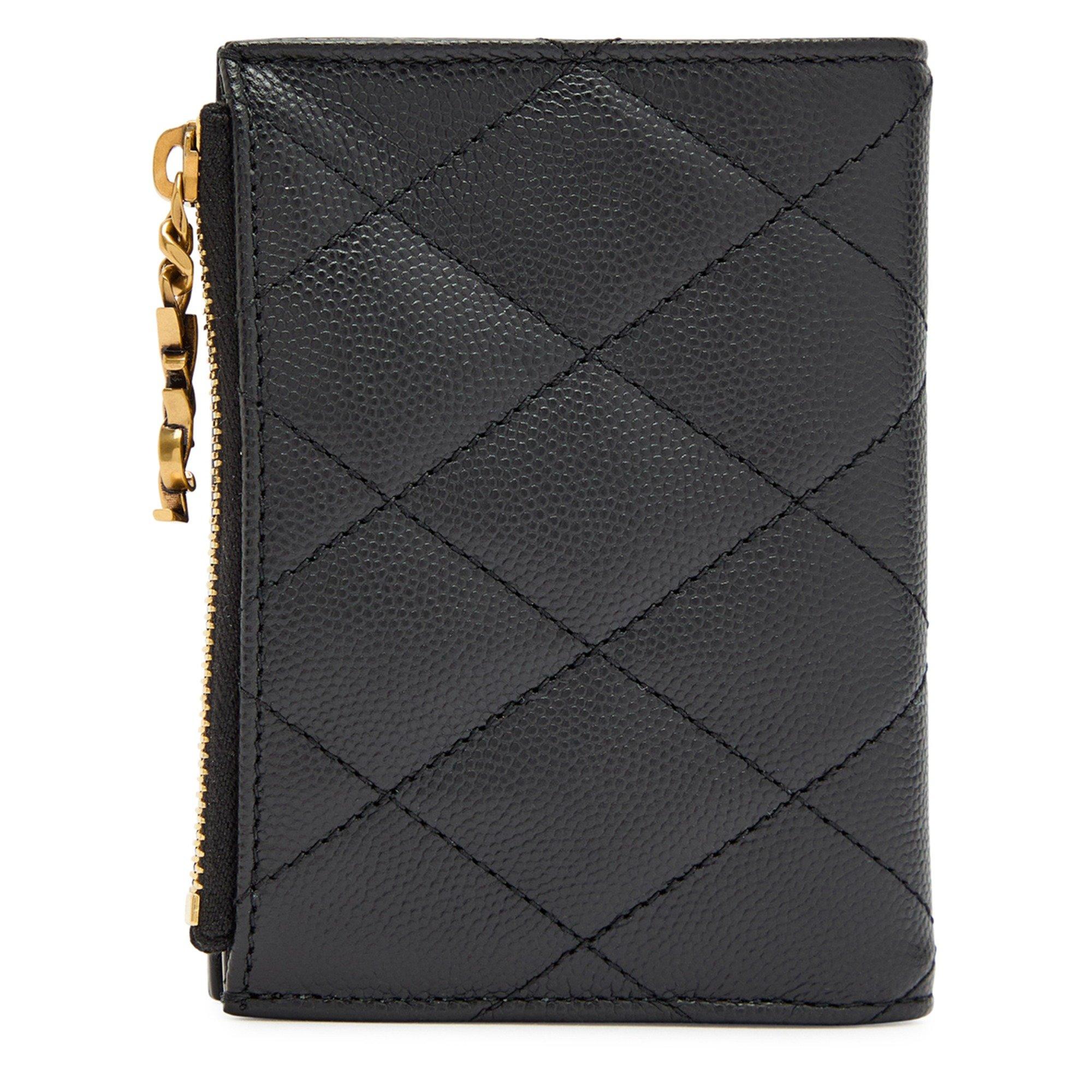 BLACK - Saint Laurent - Women's Quilted Leather Zip Card Holder - 2