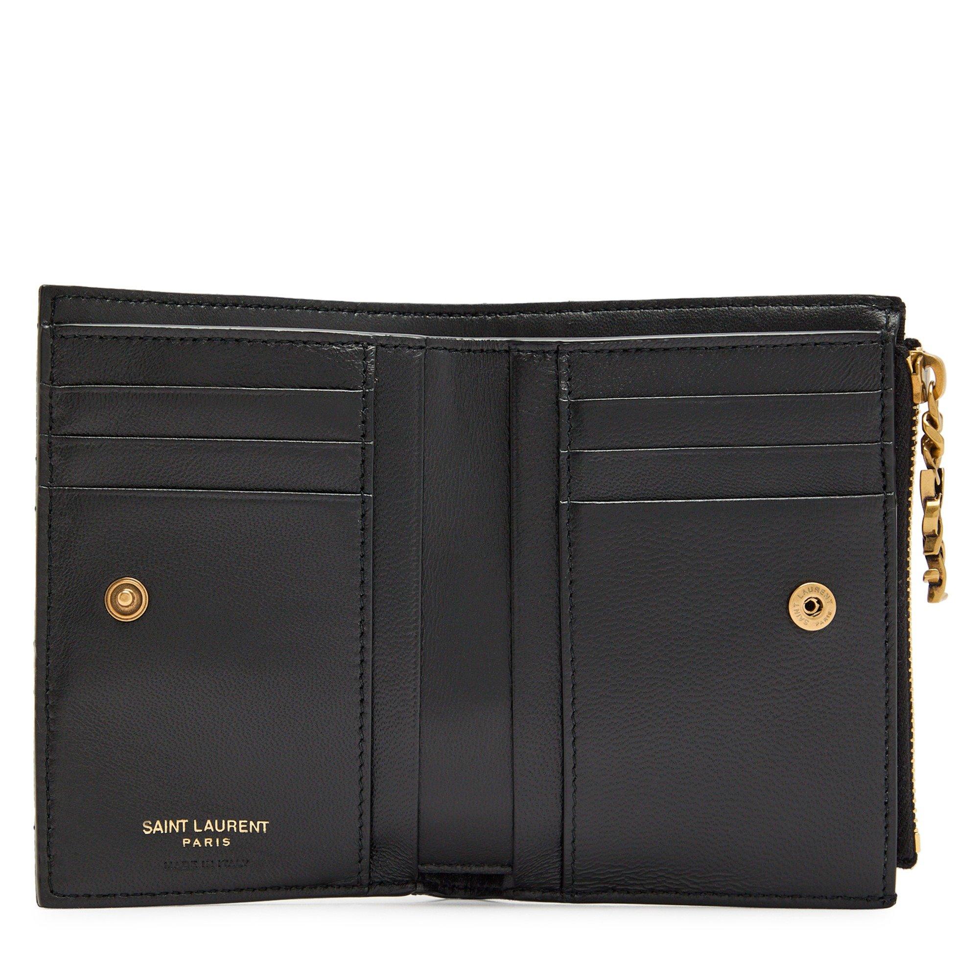 BLACK - Saint Laurent - Women's Quilted Leather Zip Card Holder - 3