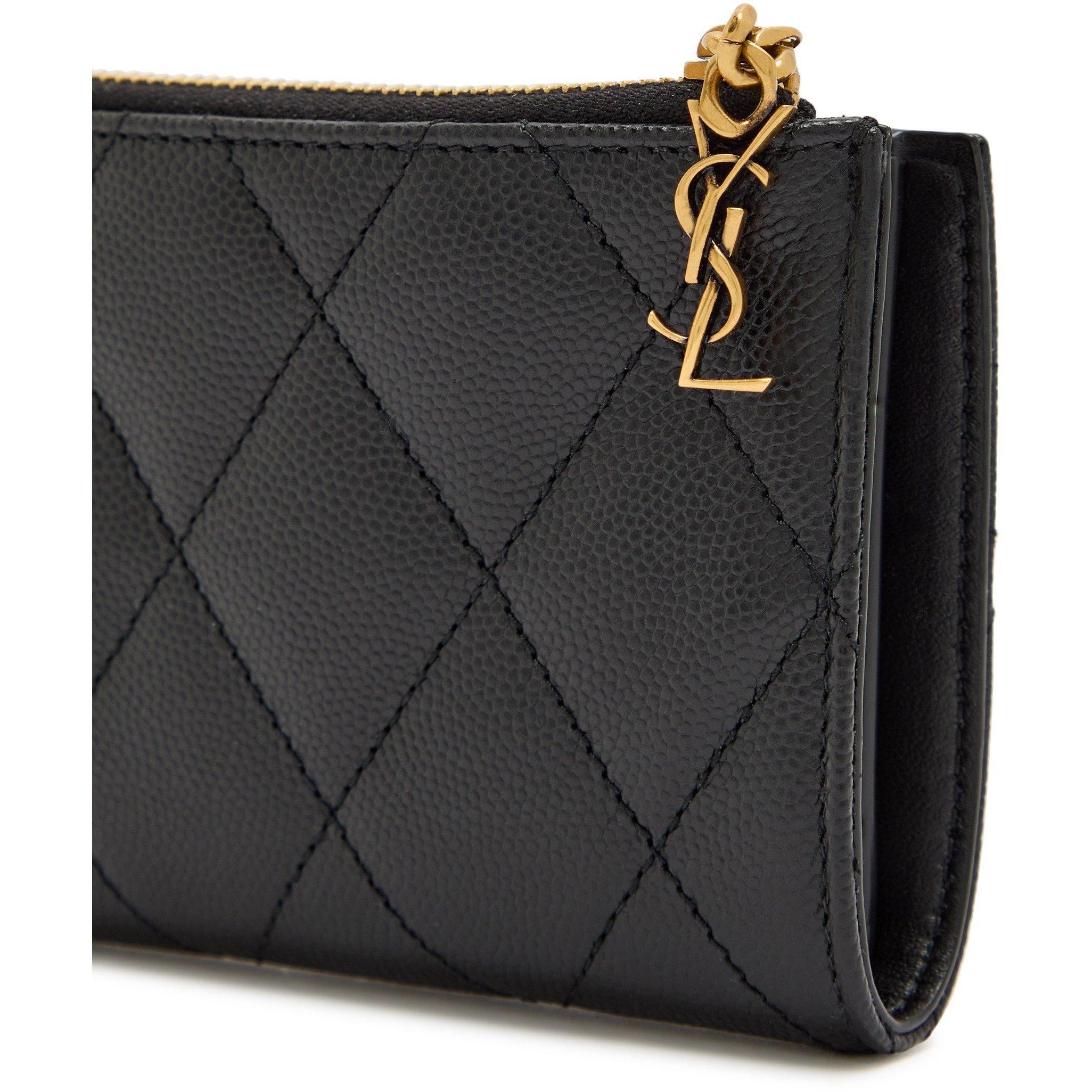BLACK - Saint Laurent - Women's Quilted Leather Zip Card Holder - 4
