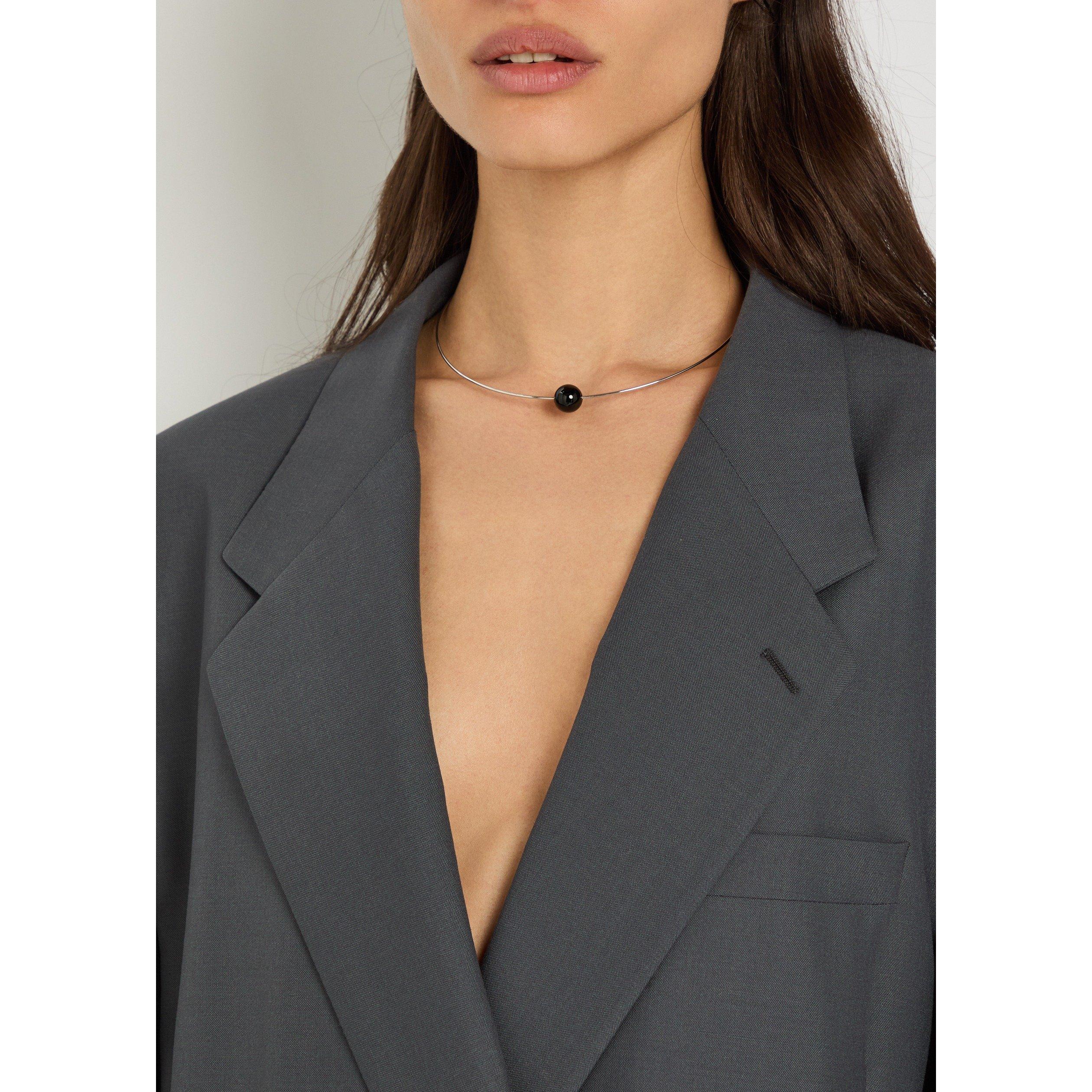 BLACK - Lemaire - Women's Dot Onyx Choker Necklace - 3