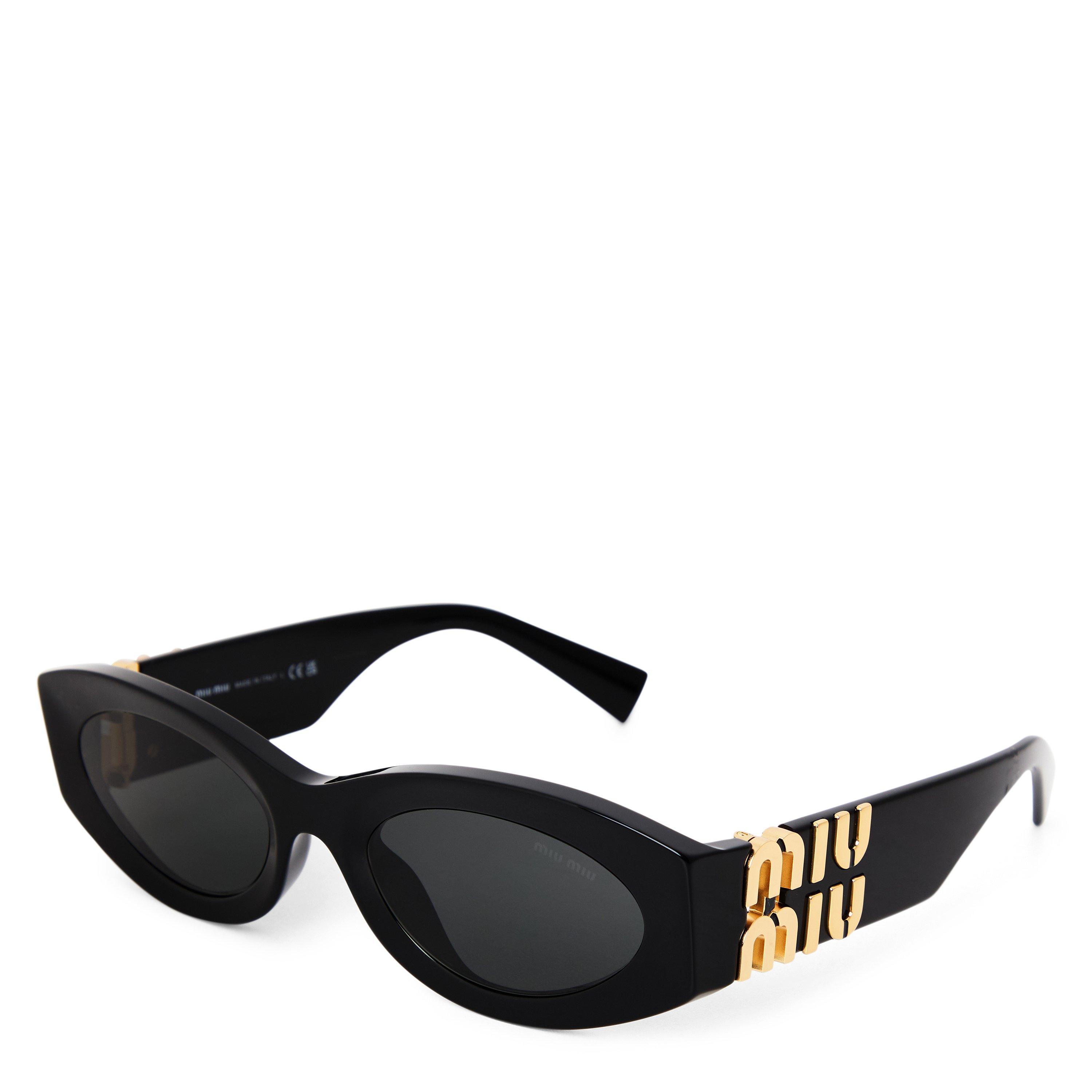 BLACK - Miu Miu - MIU MIU OVAL LOGO ACETATE - 1