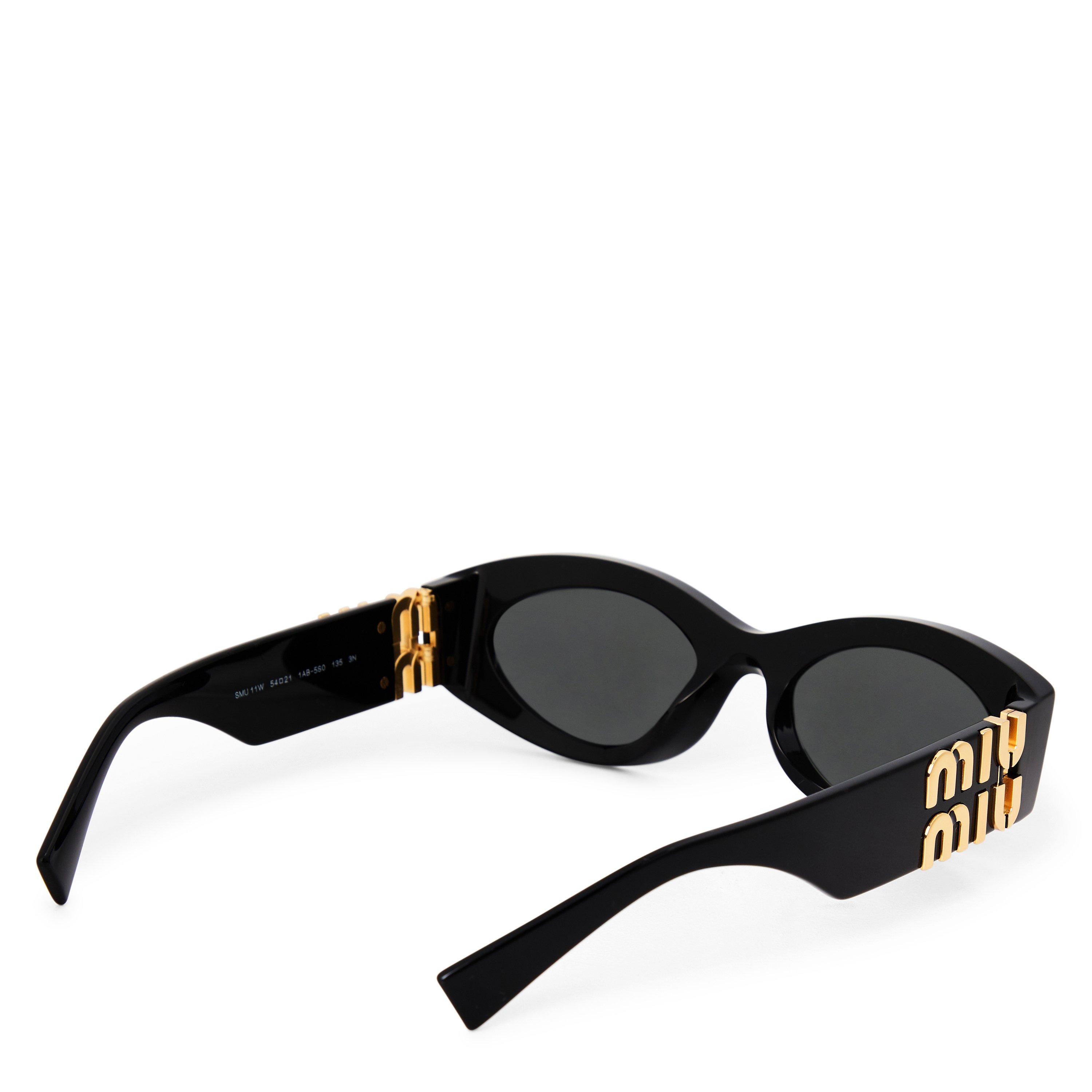 BLACK - Miu Miu - MIU MIU OVAL LOGO ACETATE - 2