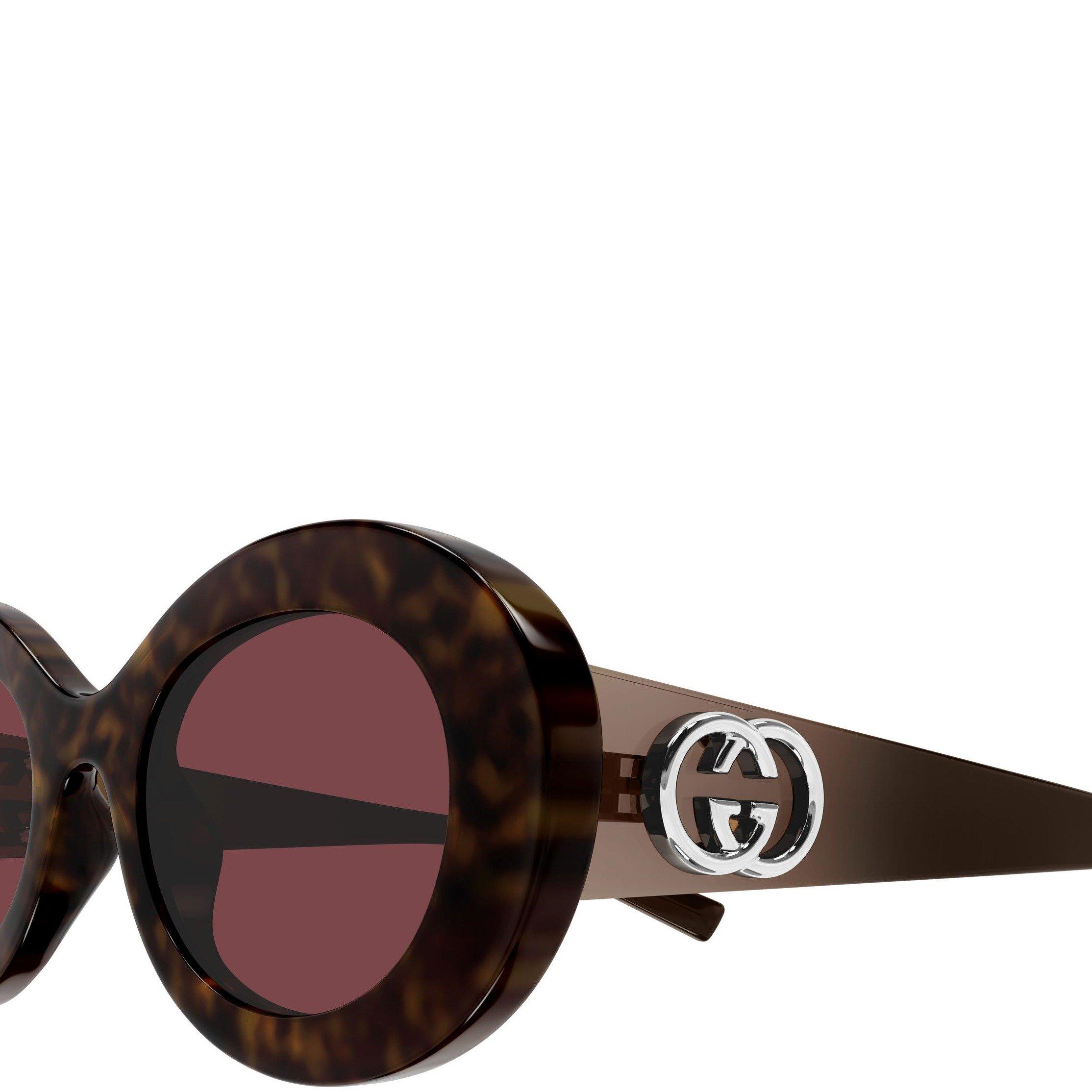 BROWN HAVANA - Gucci - GUCCI F ROUND LOGO DETAIL ACET - 3