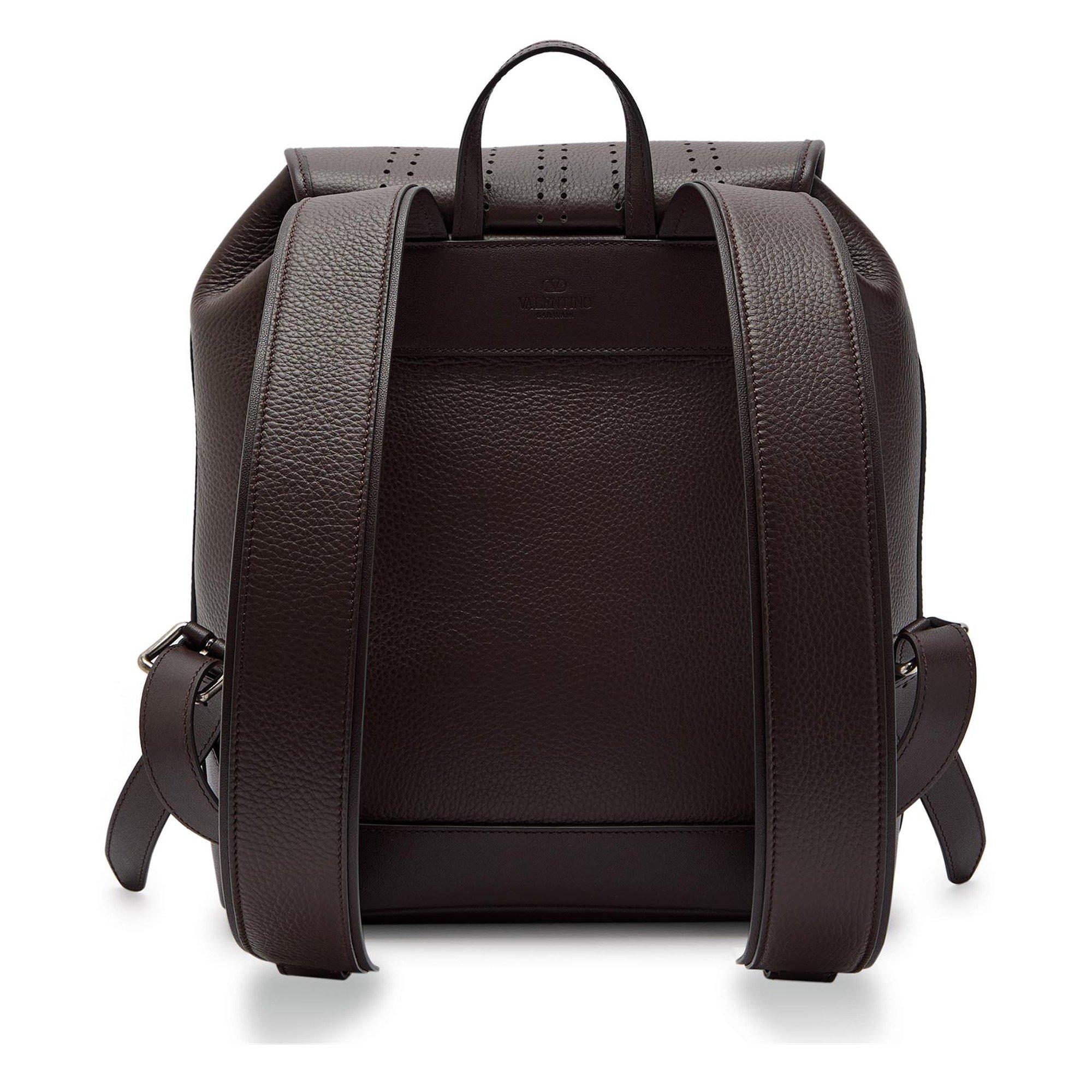 BROWN - Valentino - Men's Antibes Leather Backpack - 2