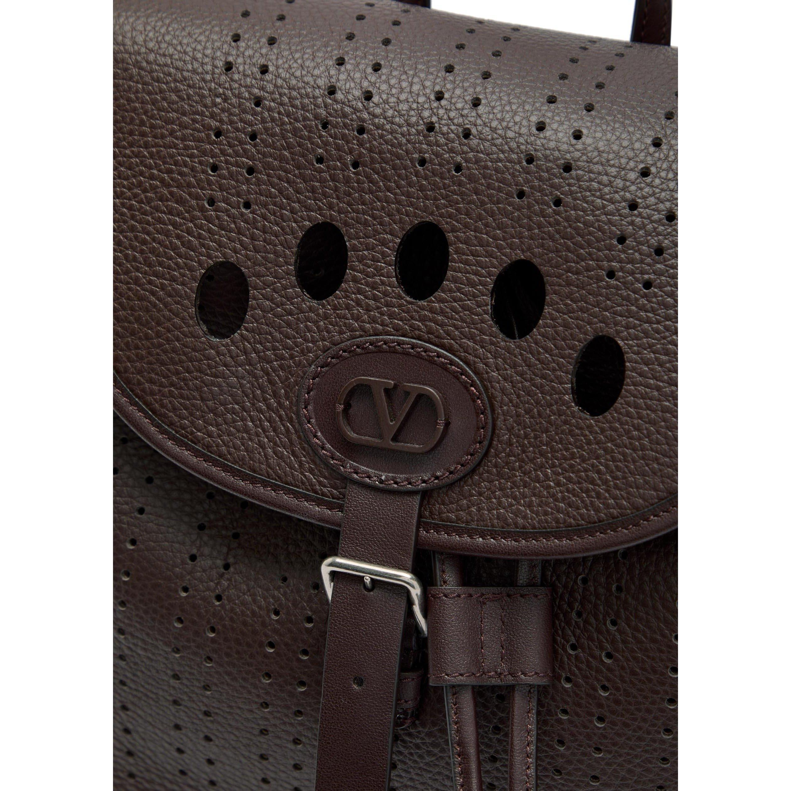 BROWN - Valentino - Men's Antibes Leather Backpack - 4