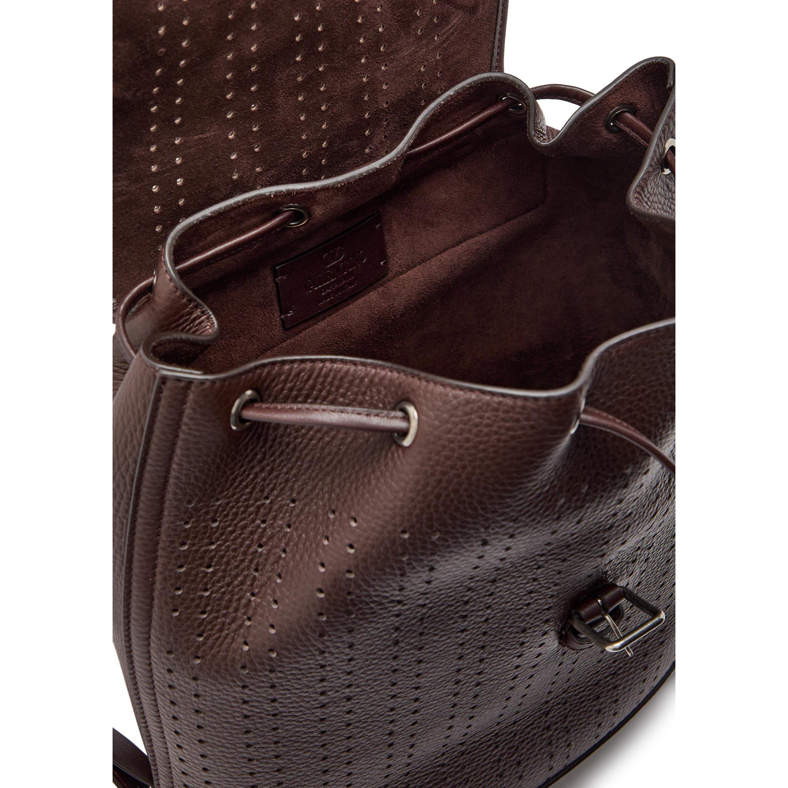 BROWN - Valentino - Men's Antibes Leather Backpack - 5