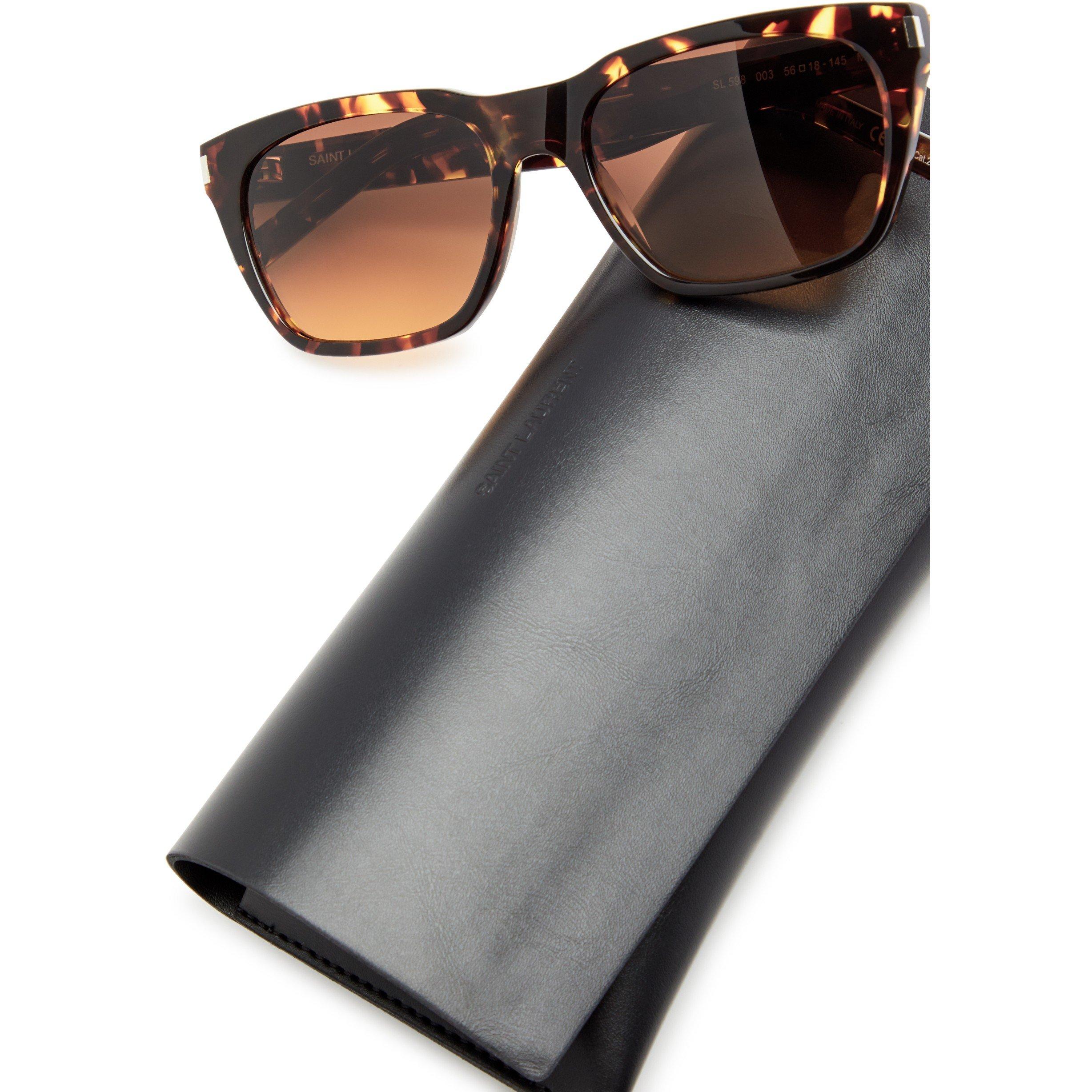 BROWN AND OTHER - Saint Laurent - Men's Cat Eye Acetate Sunglasses - 4
