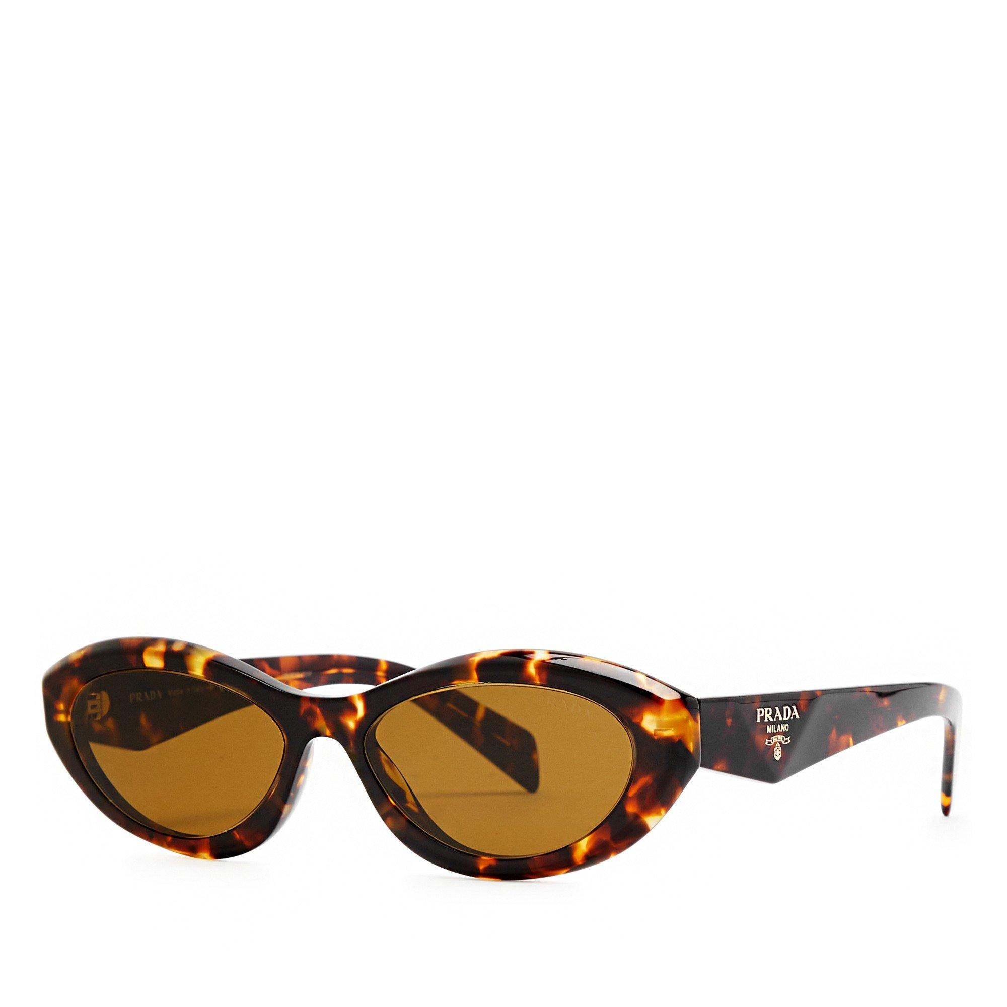 BROWN AND OTHER - Prada - Women's Acetate Oval Sunglasses - 1