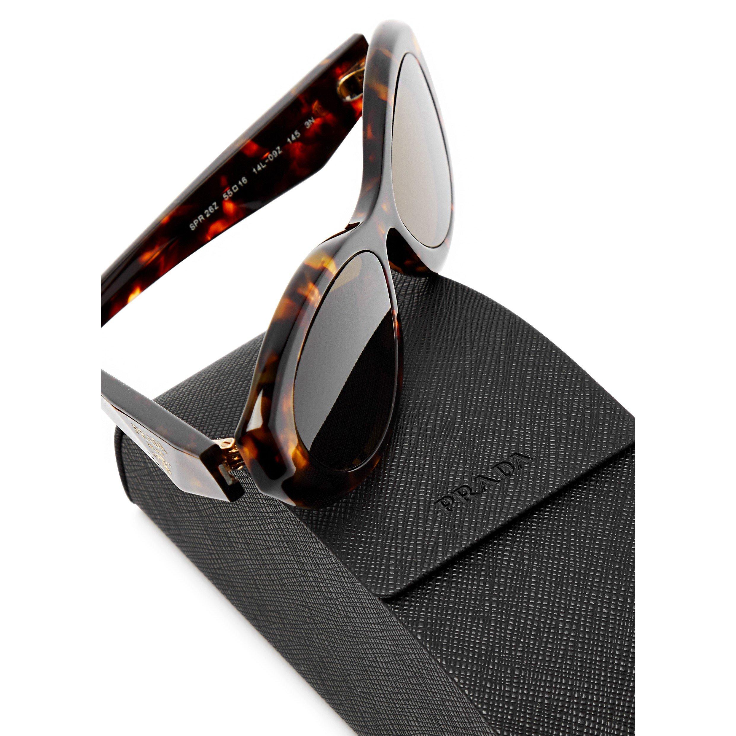 BROWN AND OTHER - Prada - Women's Acetate Oval Sunglasses - 4