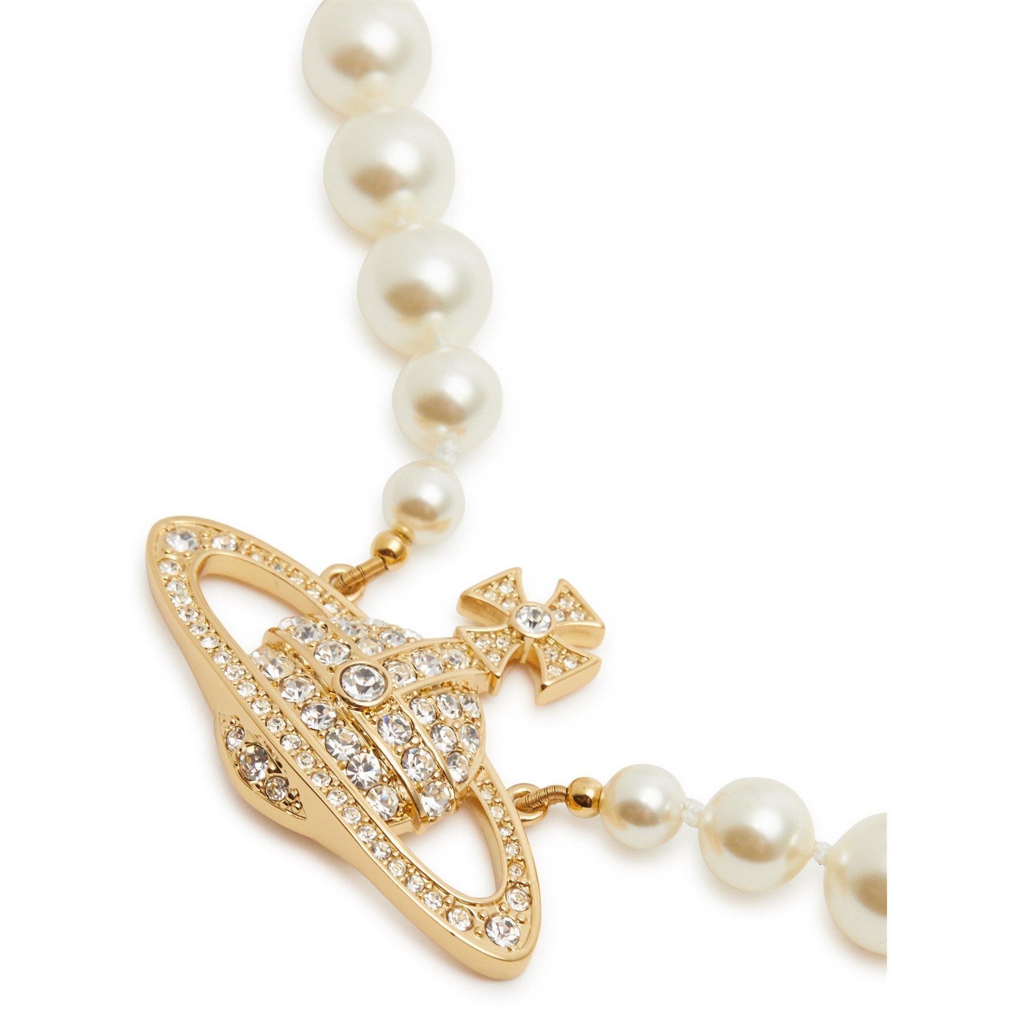 GOLD AND OTHER - Vivienne Westwood - ONE ROW PEARL BAS RELIEF CHOKR - 2