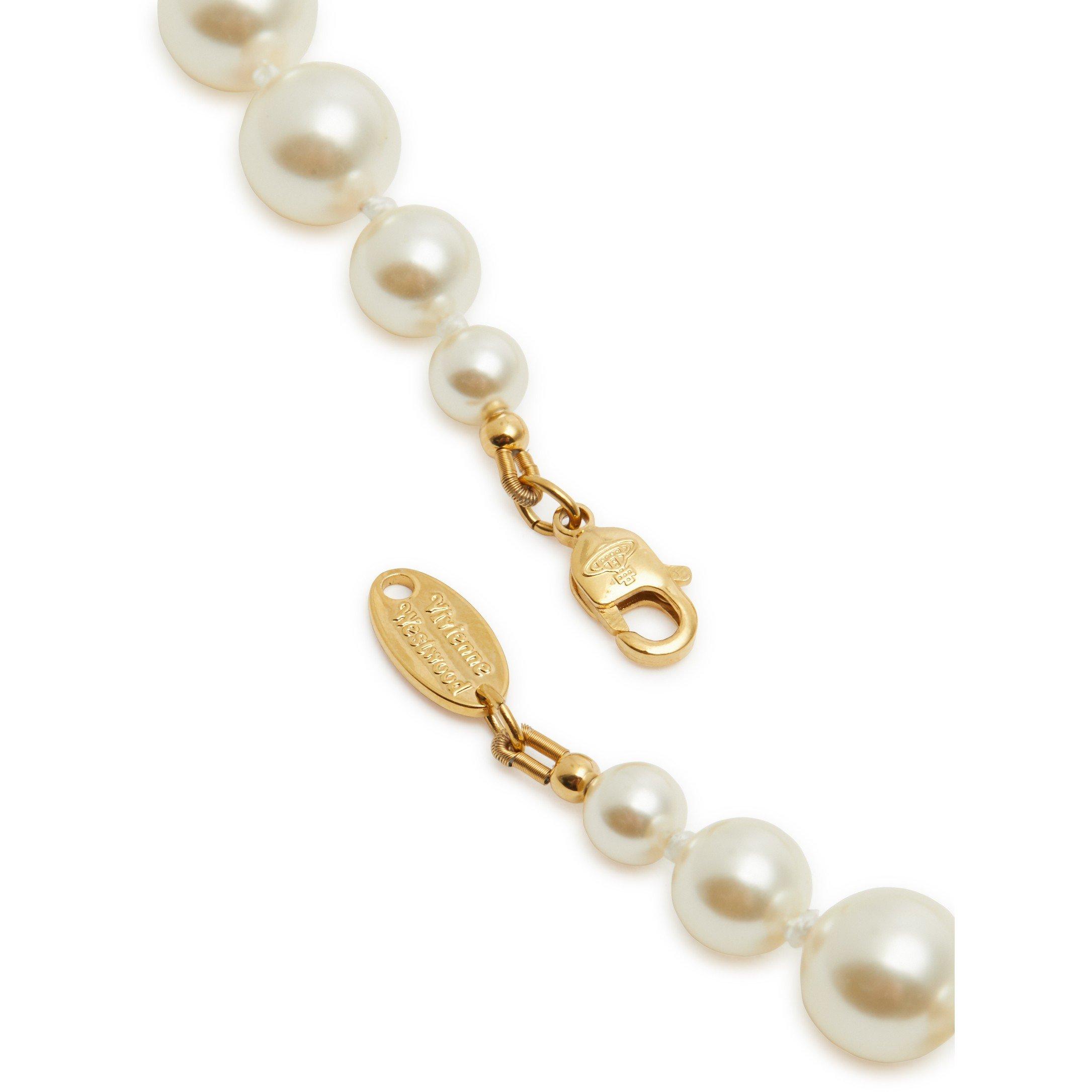 GOLD AND OTHER - Vivienne Westwood - ONE ROW PEARL BAS RELIEF CHOKR - 4
