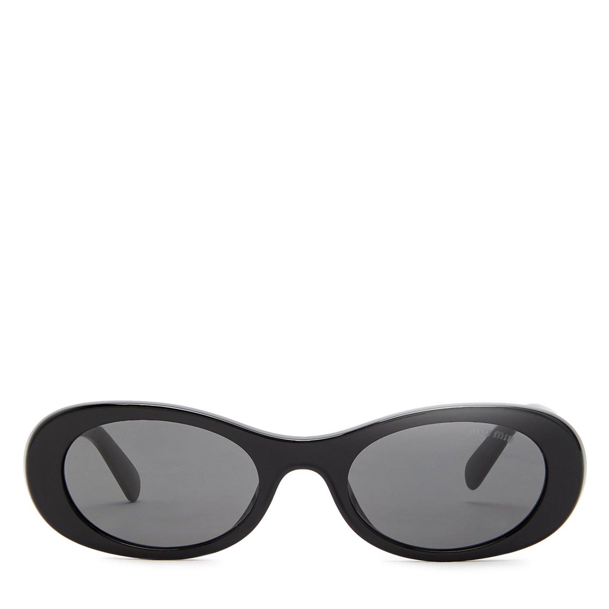 BLACK - Miu Miu - Women's Oval Sunglasses - 2