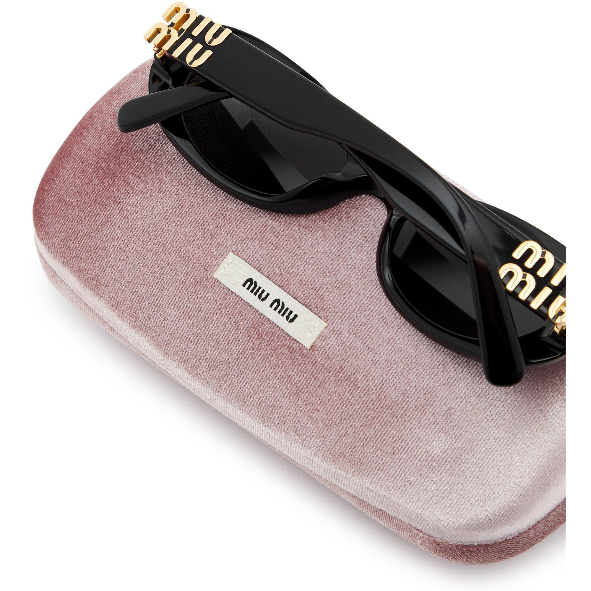 BLACK - Miu Miu - Women's Oval Sunglasses - 4
