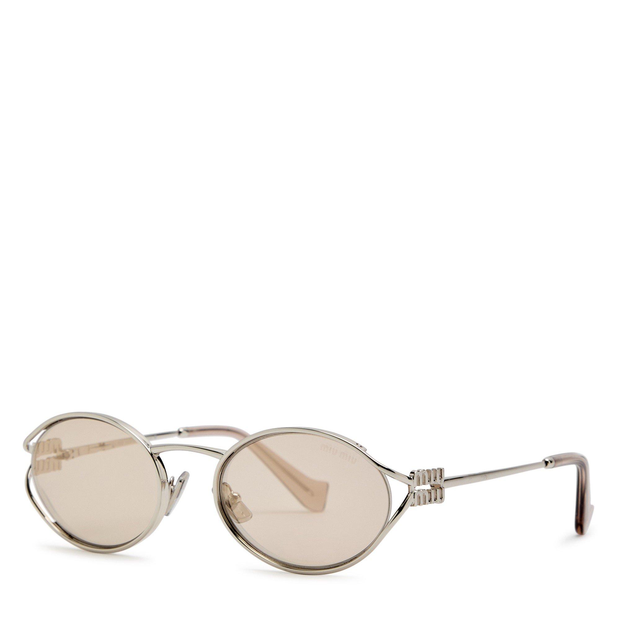 SILVER - Miu Miu - Women's Oval Sunglasses - 1
