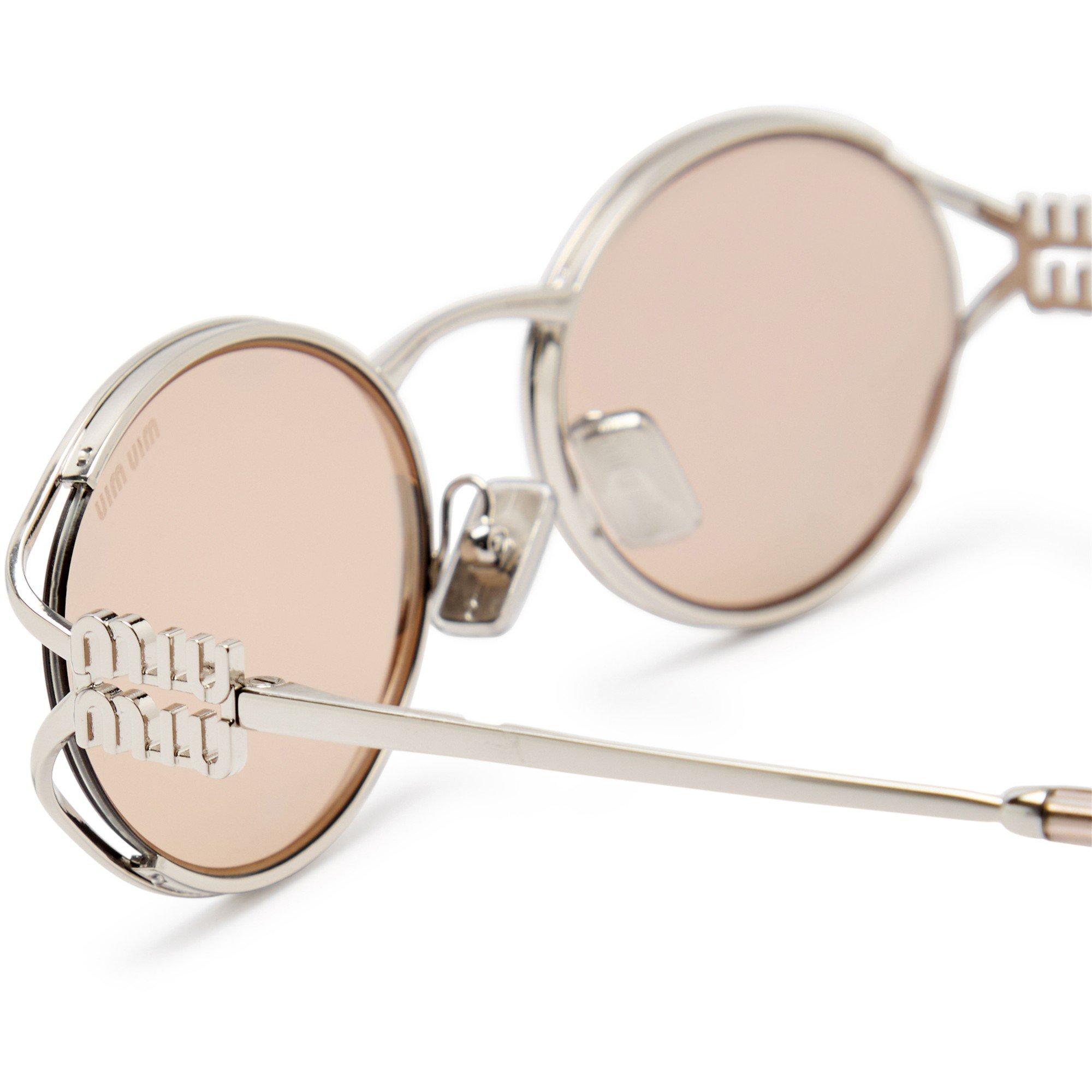 SILVER - Miu Miu - Women's Oval Sunglasses - 3