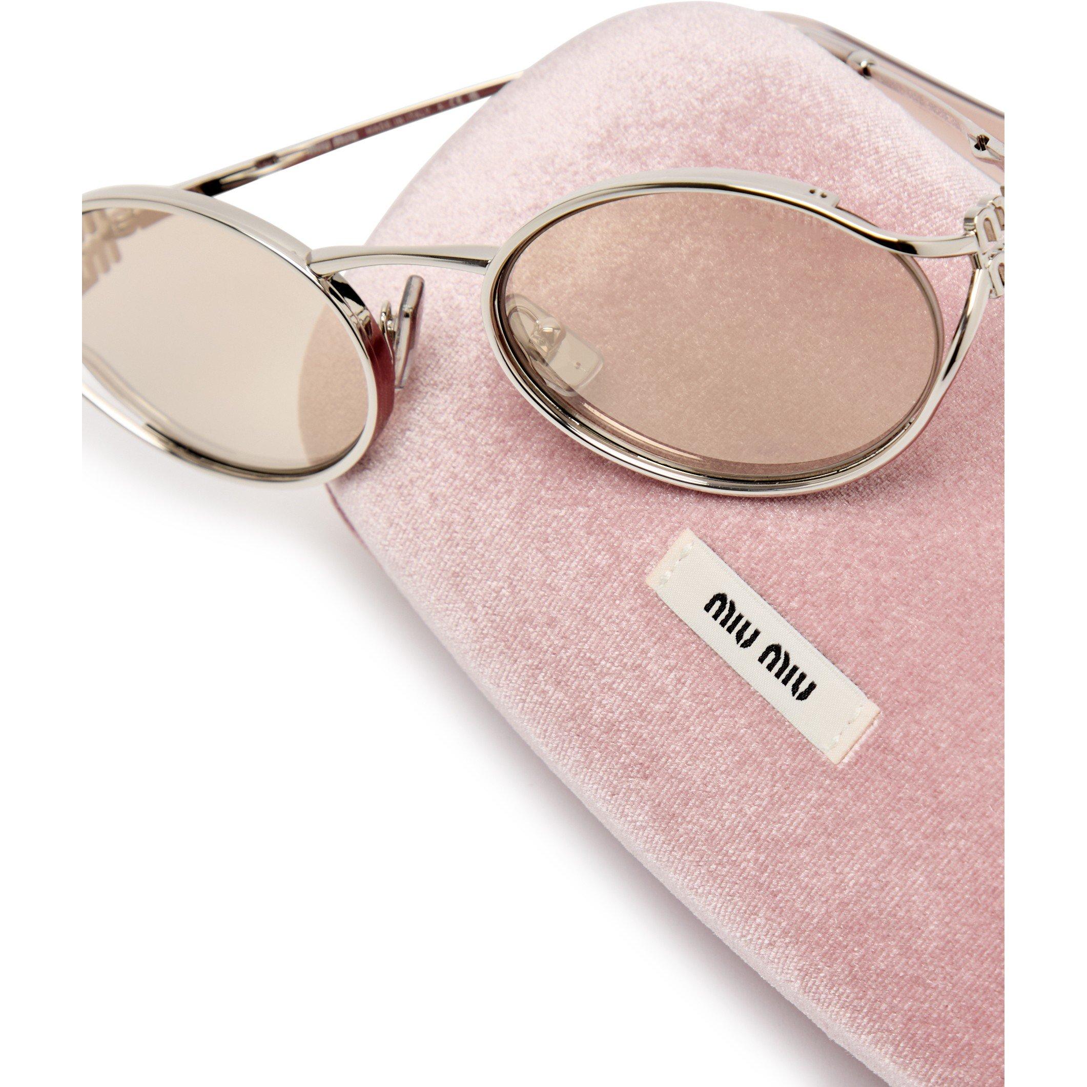 SILVER - Miu Miu - Women's Oval Sunglasses - 4
