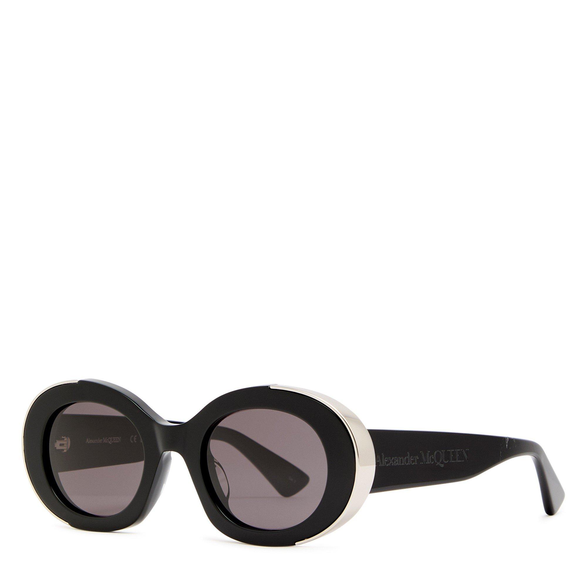 BLACK - Alexander McQueen - AMQ W OVAL SILVER RIM SG - 1