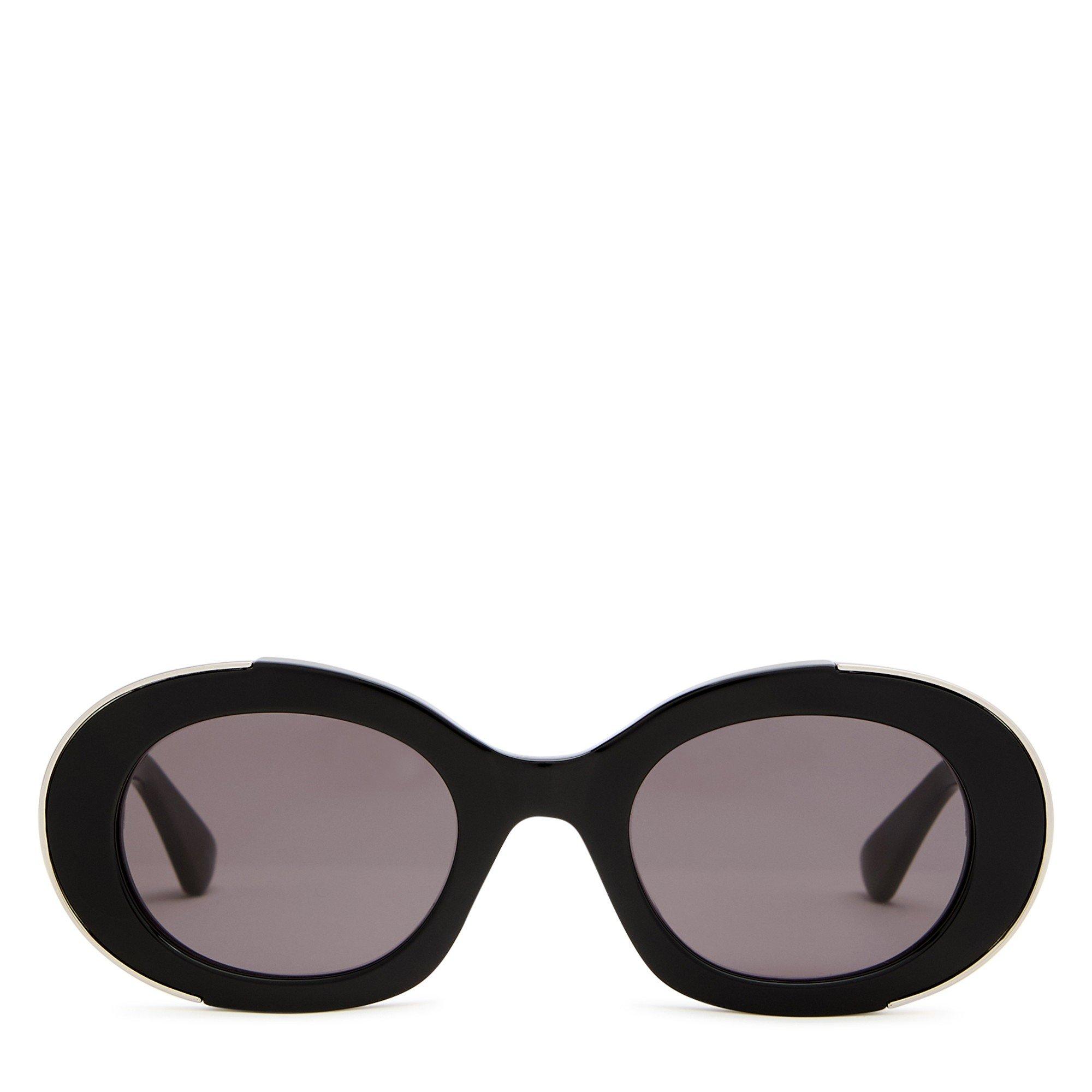 BLACK - Alexander McQueen - AMQ W OVAL SILVER RIM SG - 2