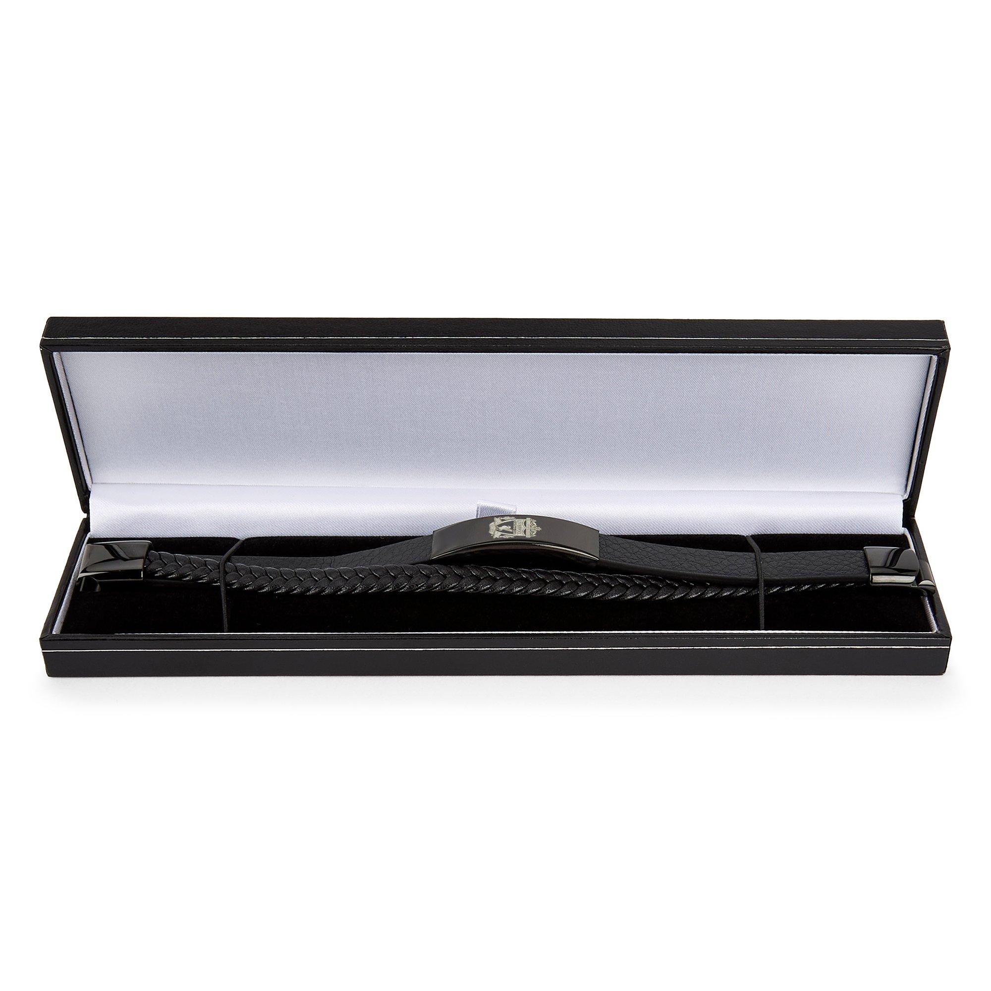 Liverpool FC - Team - Team Officially Licensed Stainless Steel and Leather Black IP Bracelet - 3