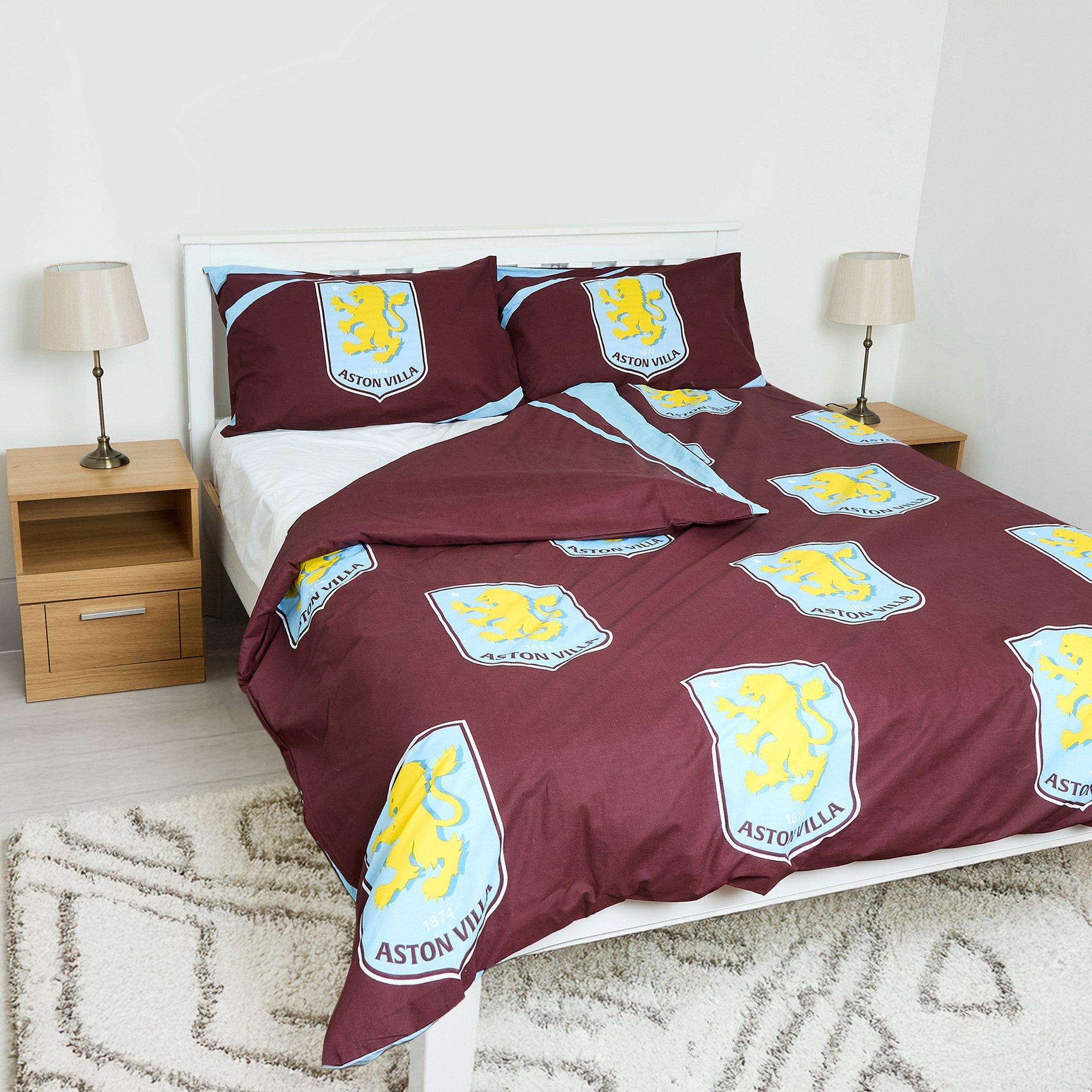 Aston Villa FC - Team - Aston Villa Officially Licensed Double Bedding Set Reversible (1 duvet cover 2 pillowcases) - 1