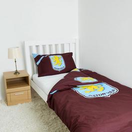 Team Aston Villa Officially Licensed Single Bedding Set Reversible (1 duvet cover 2 pillowcases)