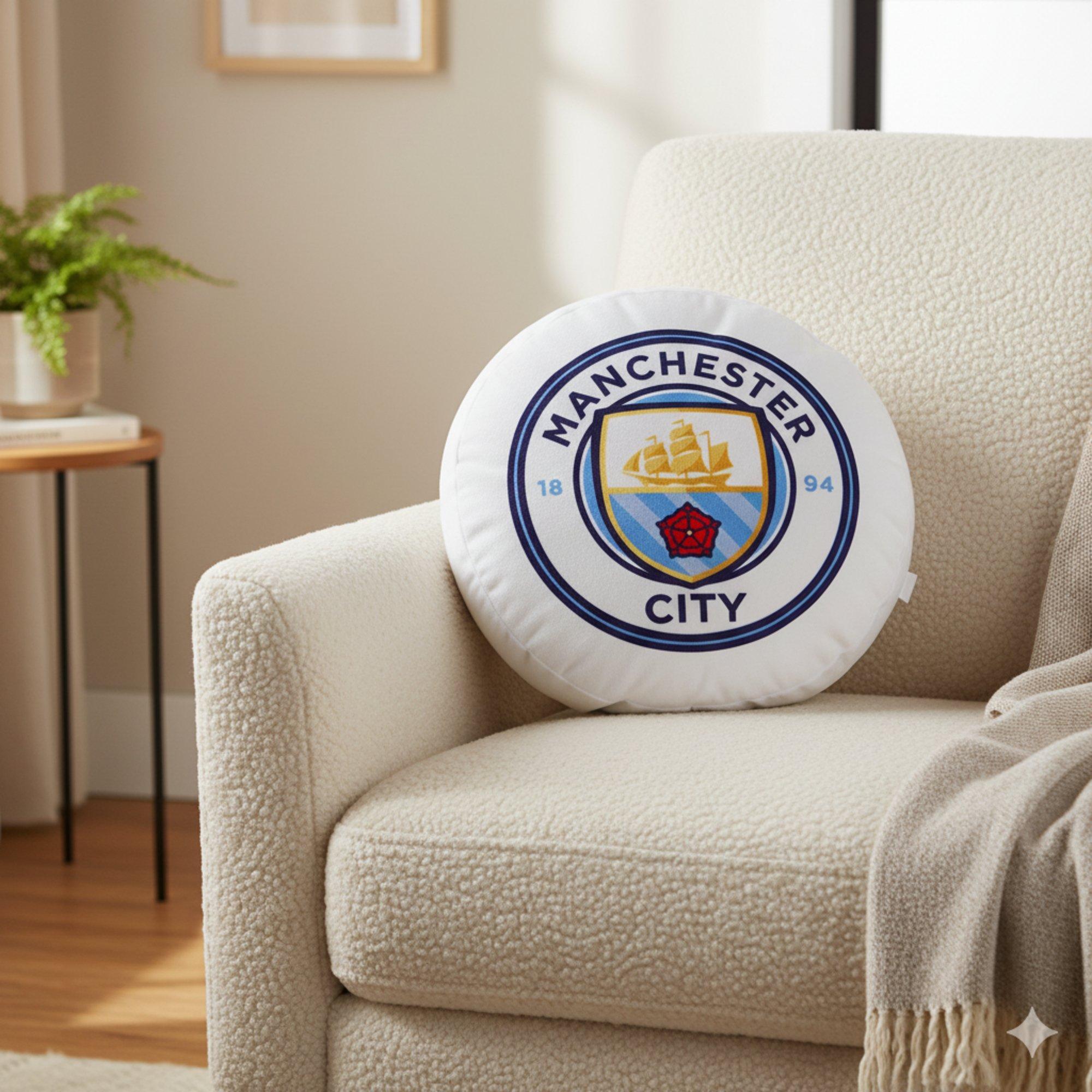 Man City FC - Team - Football Officially Licensed Crest Filled Plush Cushion - 7