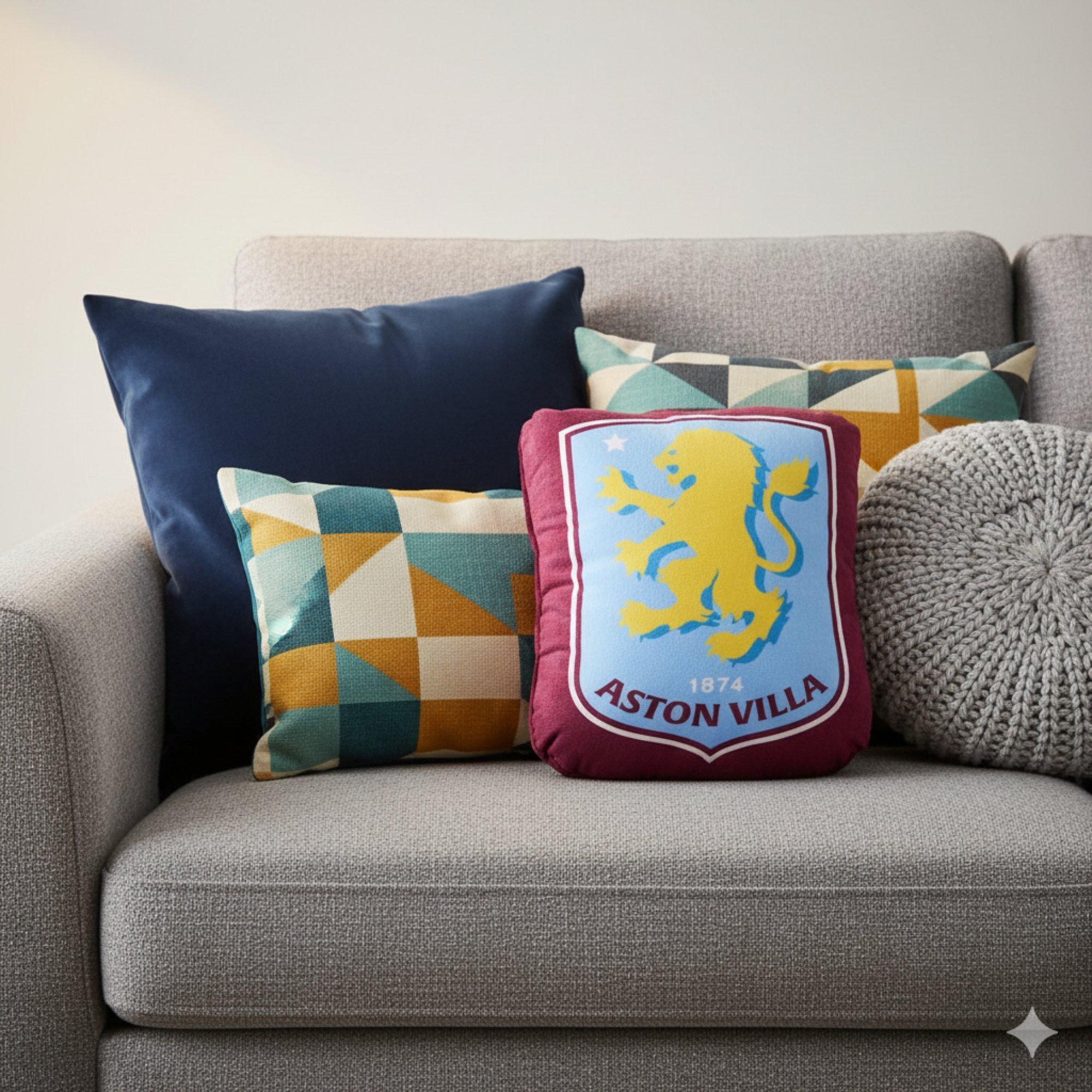 Aston Villa FC - Team - Football Officially Licensed Crest Filled Plush Cushion - 6