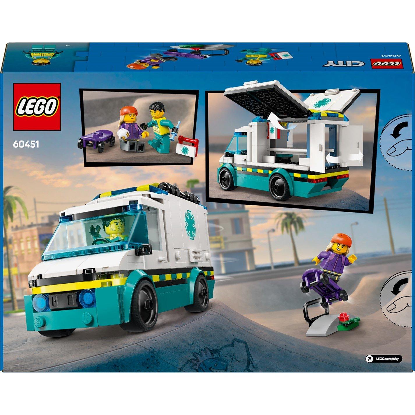 Vehículos de la ciudad - LEGO - LEGO City 60451 Emergency Ambulance Toy Vehicle Set - 4