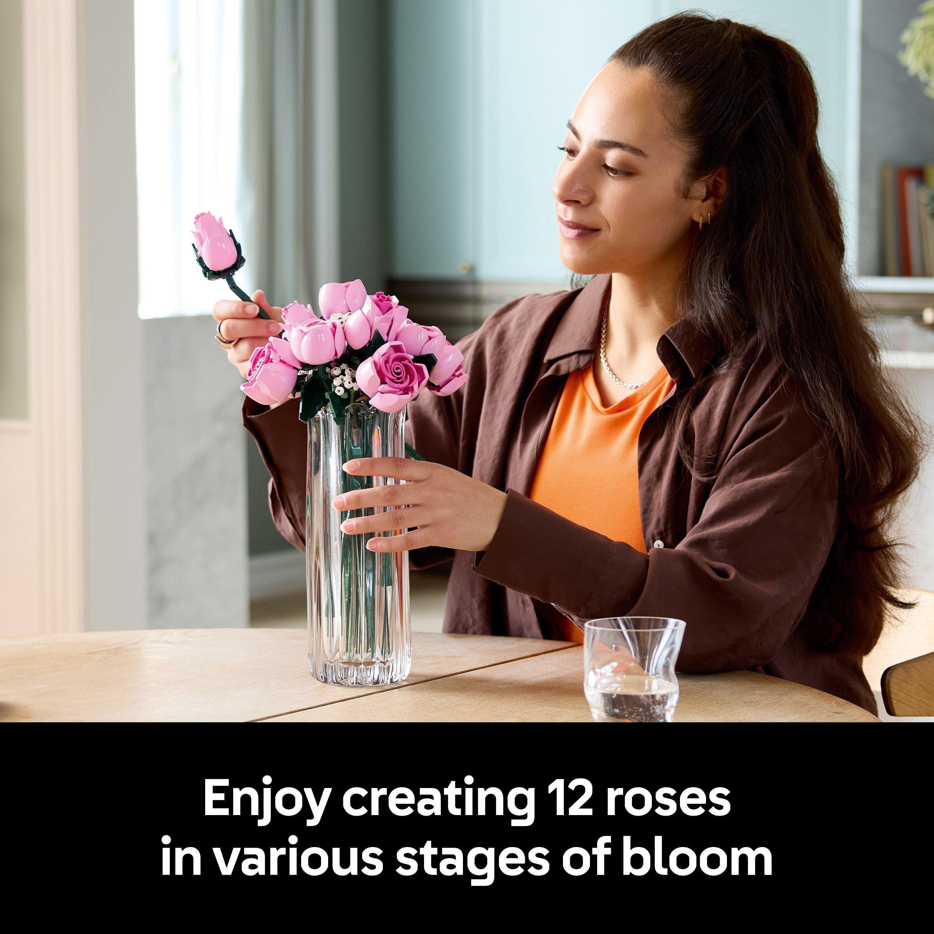 Pink Roses - LEGO - Botanicals Bouquet of Pink Roses Faux Flowers Set 10374 - 4