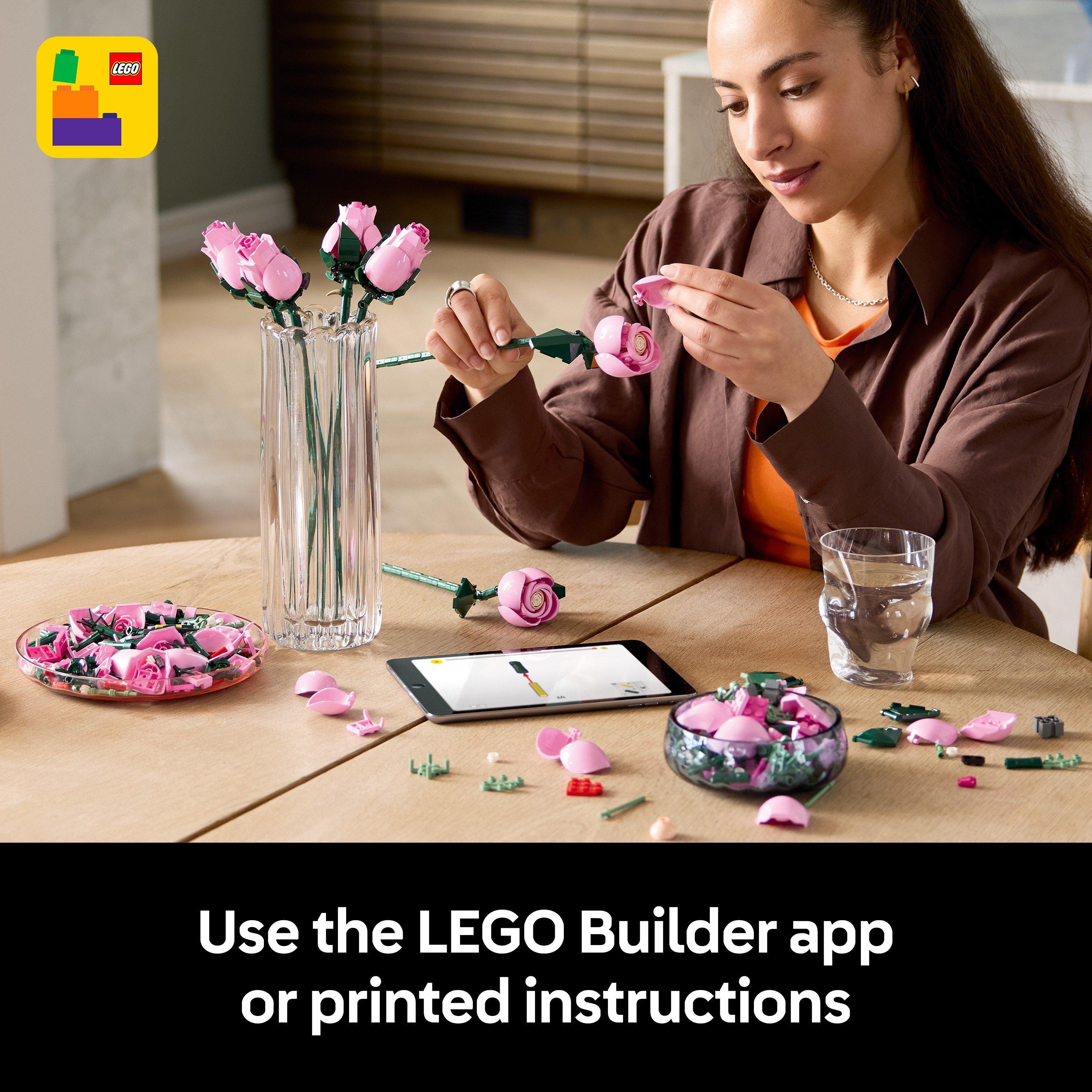 Pink Roses - LEGO - Botanicals Bouquet of Pink Roses Faux Flowers Set 10374 - 7