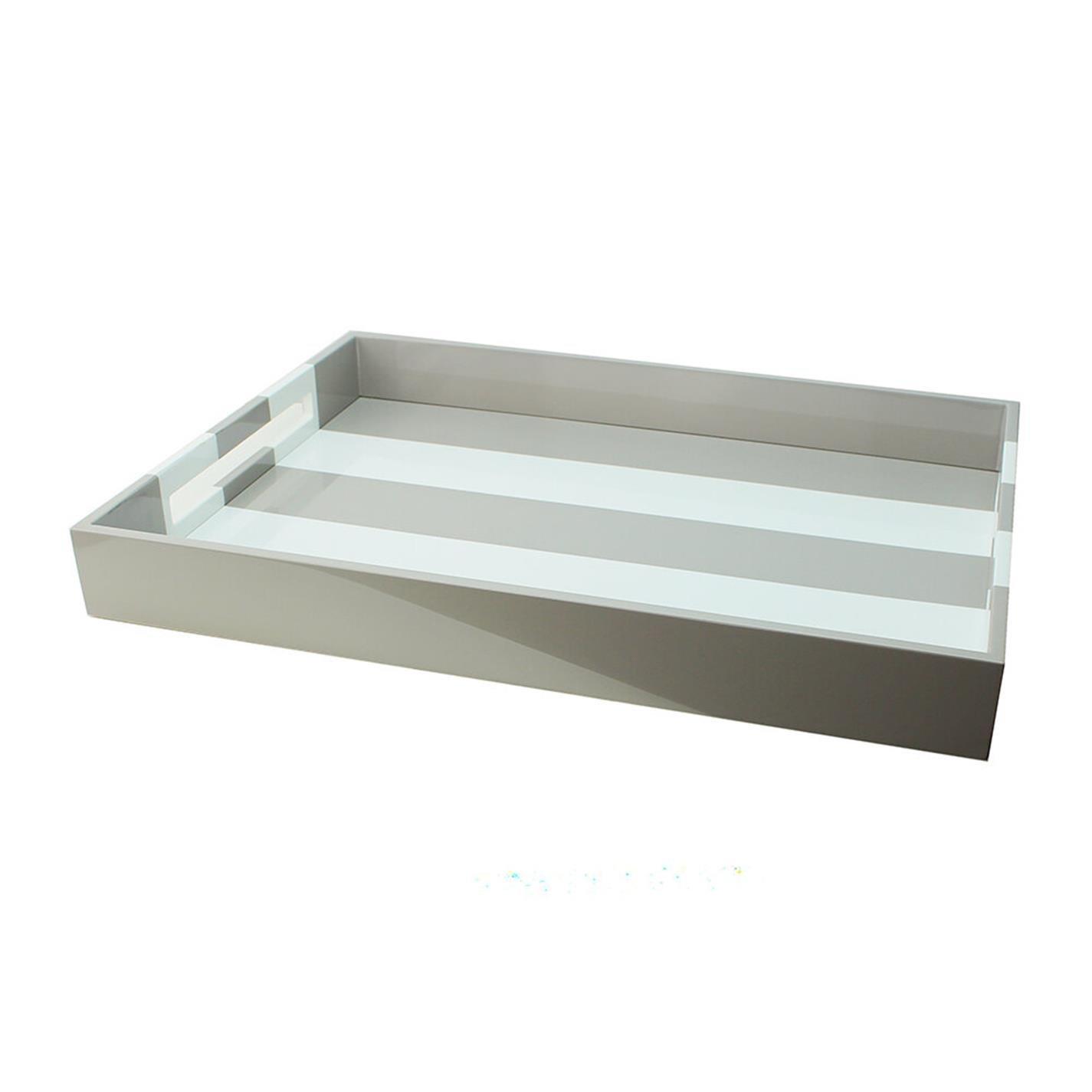 Addison Ross AddisonRoss Striped Lacquered Tray - Grey/White
