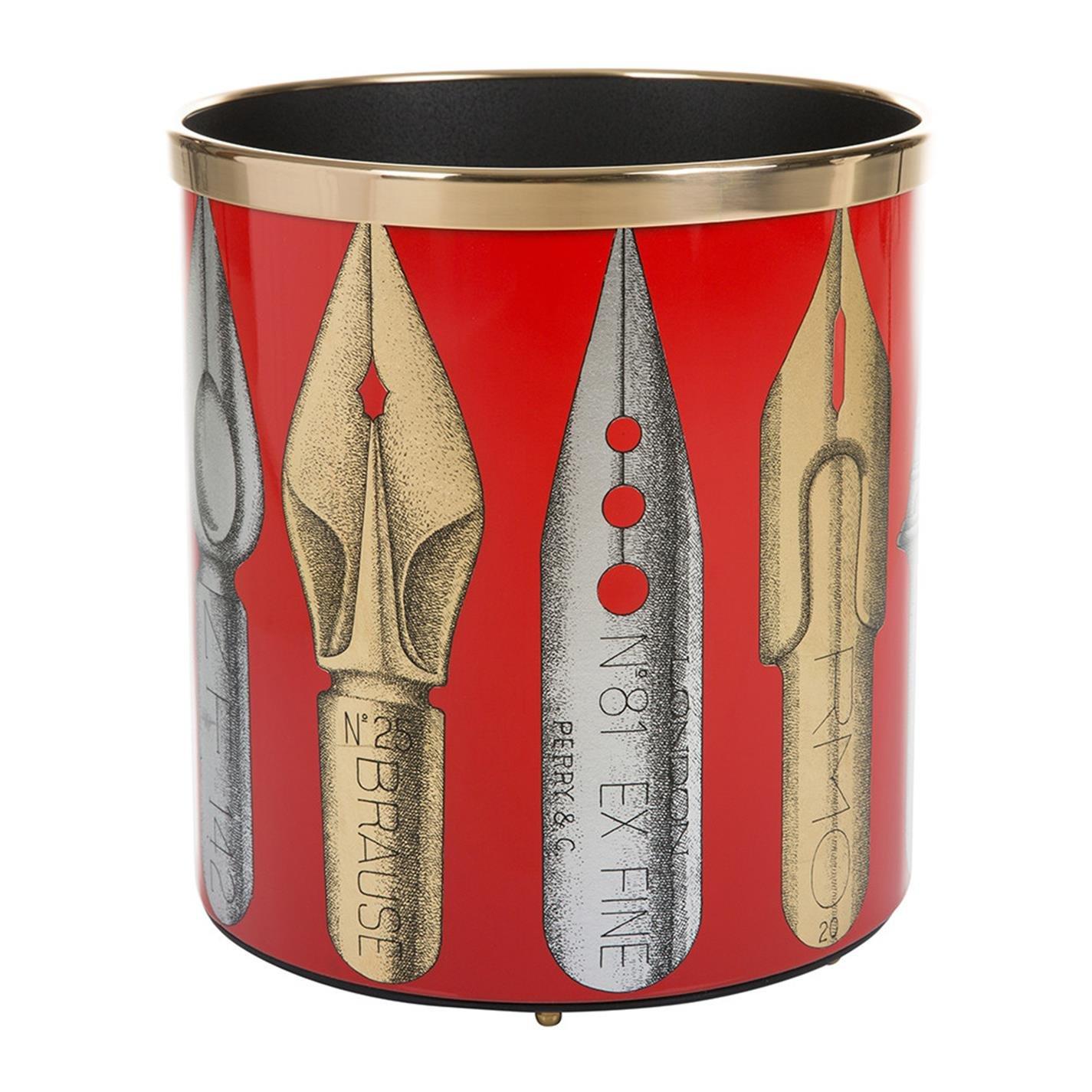 Red - Fornasetti - Pennini Paper Bin - 1