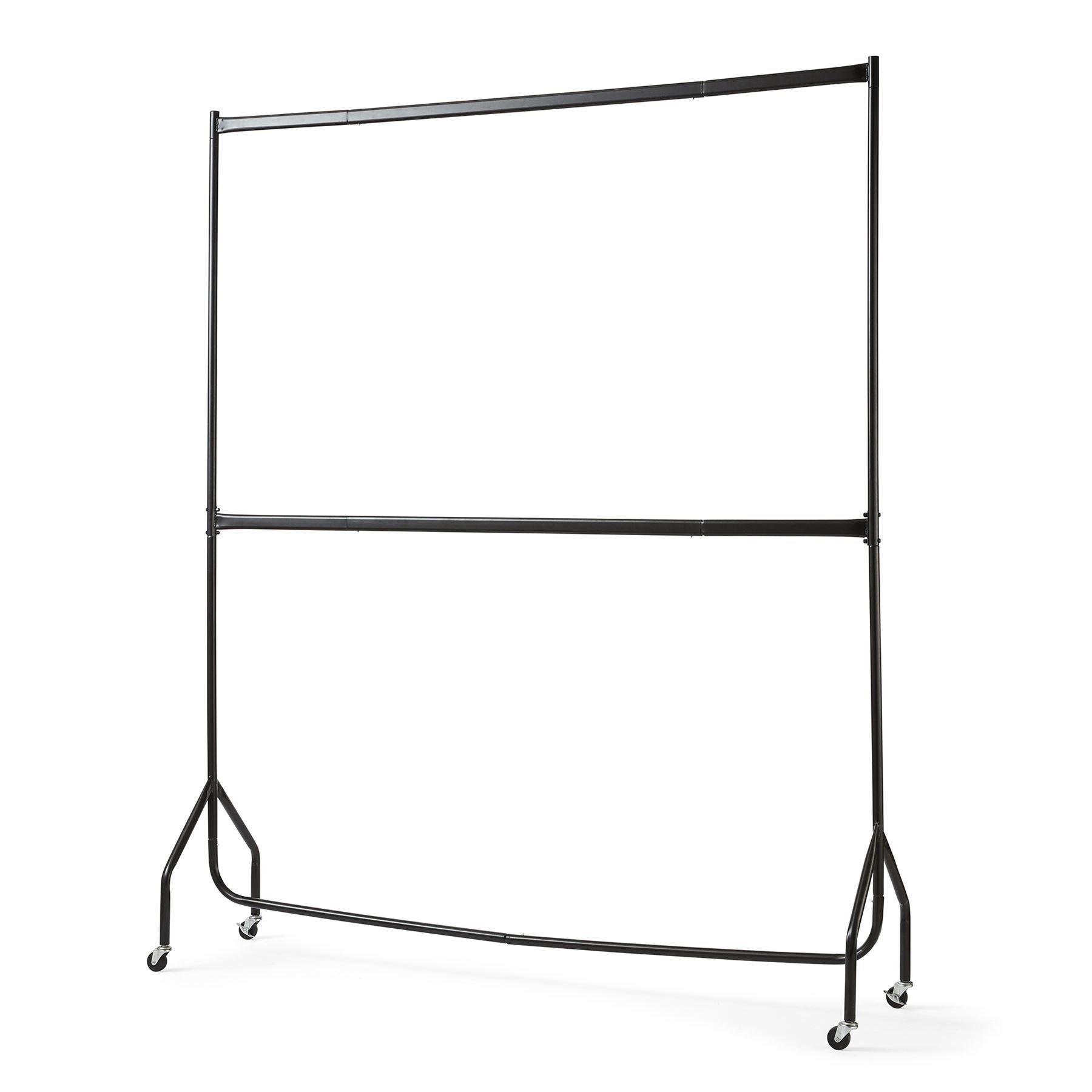 Black - House of Home - 6ft long x 7ft Two Tier Heavy Duty Clothes Rail - 3