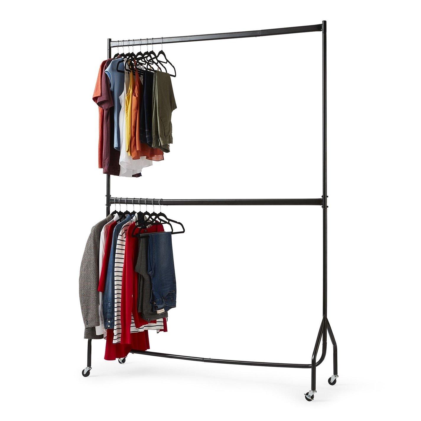 House Of Home  Two Tier Heavy Duty Clothes Rail - Black - 5x7ft