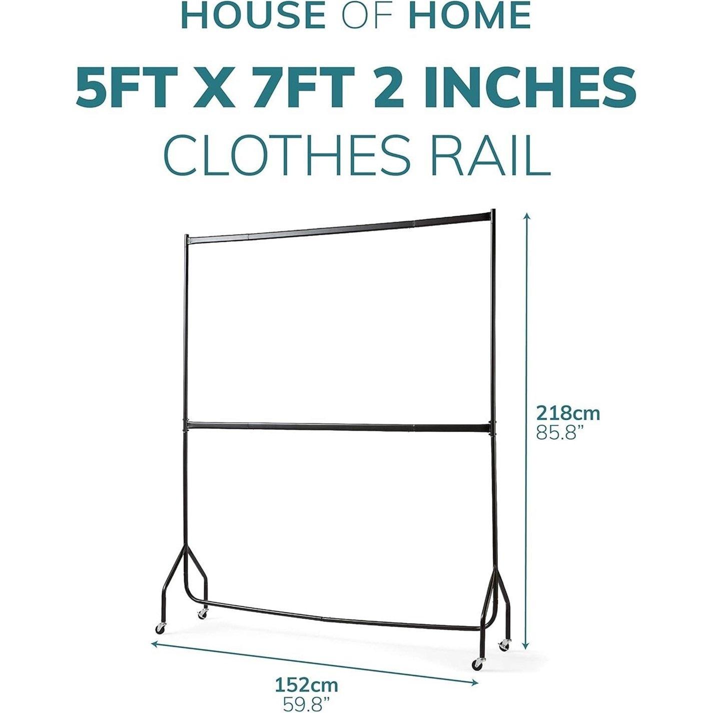 Black - House of Home - Two Tier Heavy Duty Clothes Rail - 2