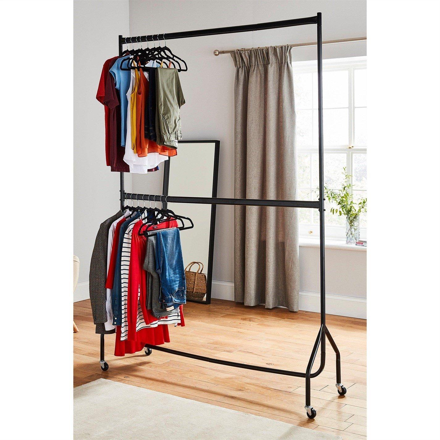Black - House of Home - Two Tier Heavy Duty Clothes Rail - 3
