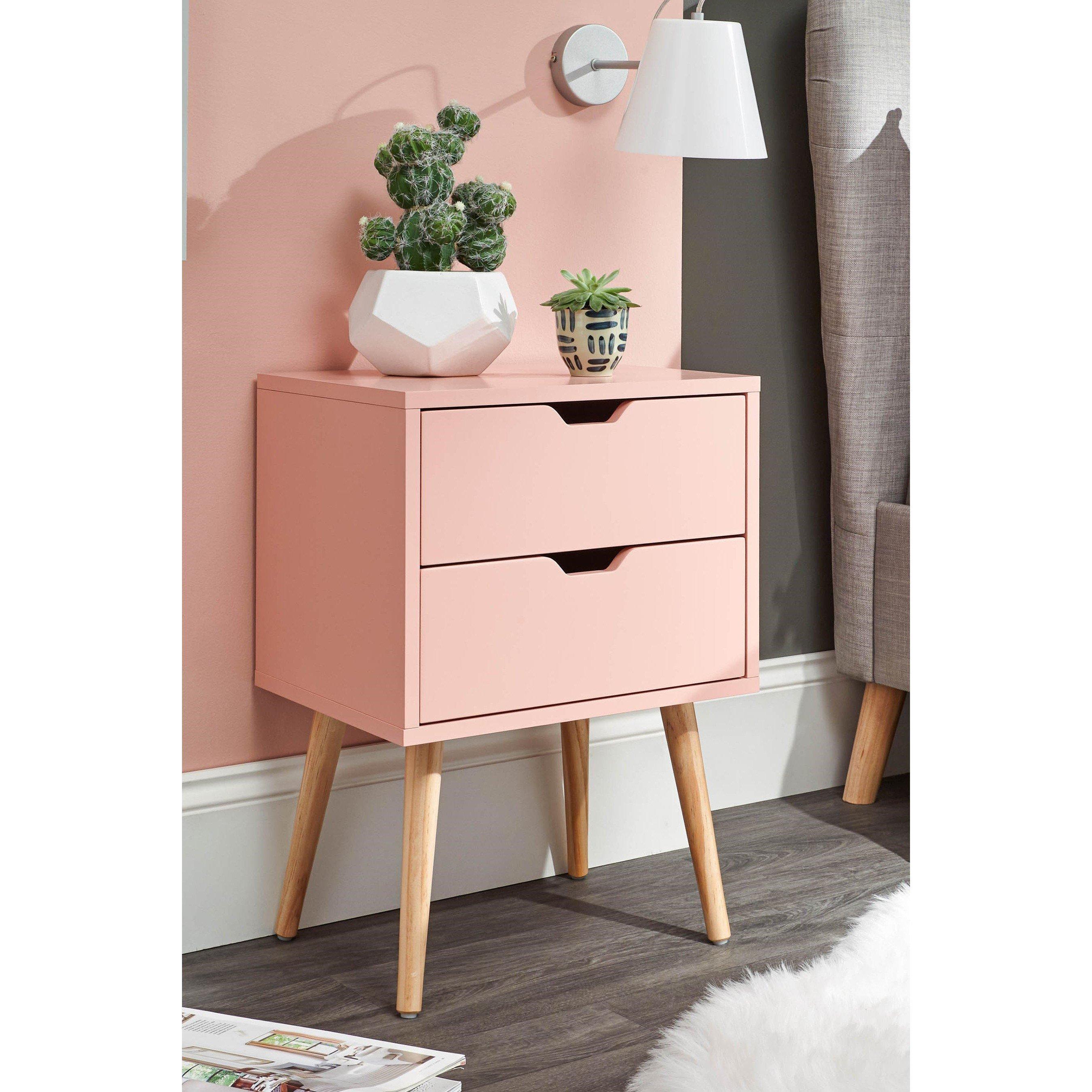 Gfw  Nyborg Single 2 Drawer Bedside - Coral Pink