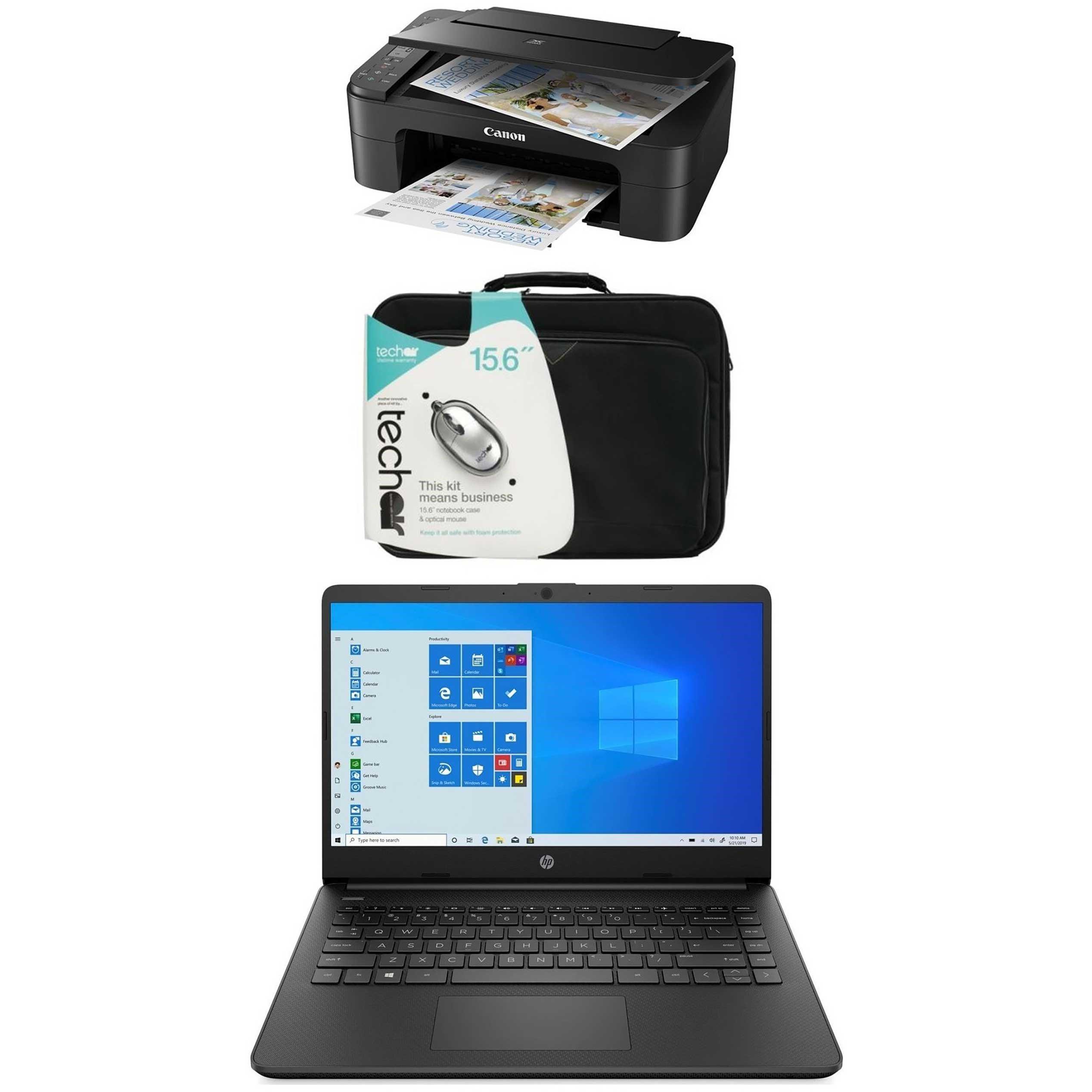 Black - HP - HP 14s-dq05 14 Intel 4GB RAM 64GB Print Bundle