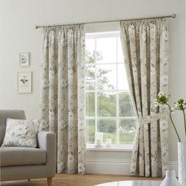 Dreams and Drapes Eve Floral Pencil Pleat Curtains in Natural