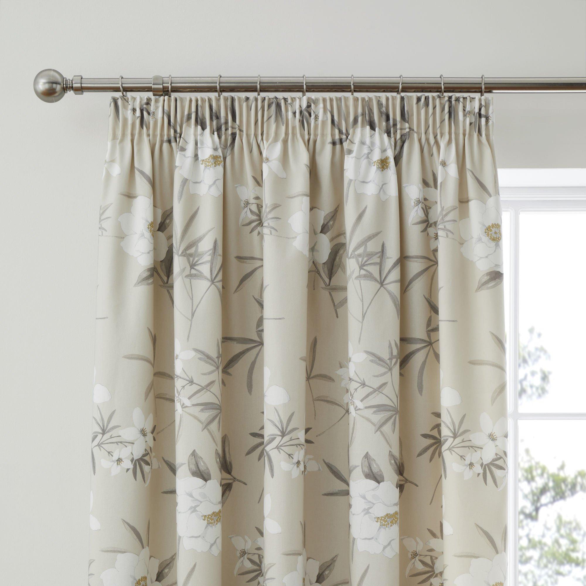 Natural - Dreams and Drapes - Eve Floral Pencil Pleat Curtains in Natural - 2