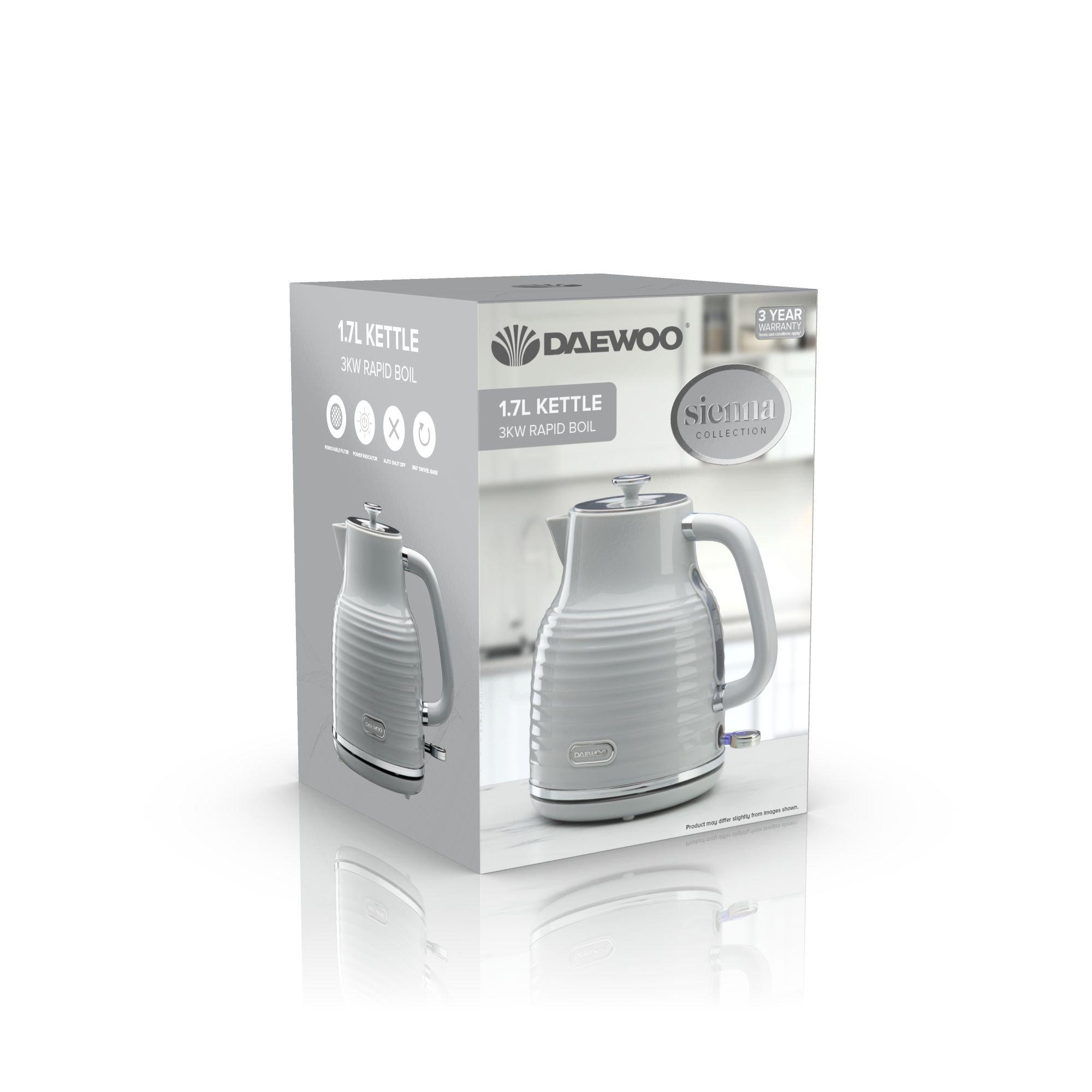 Grey - Daewoo Electricals - SIENNA 1.7L 3KW JUG KETTLE GREY - 3