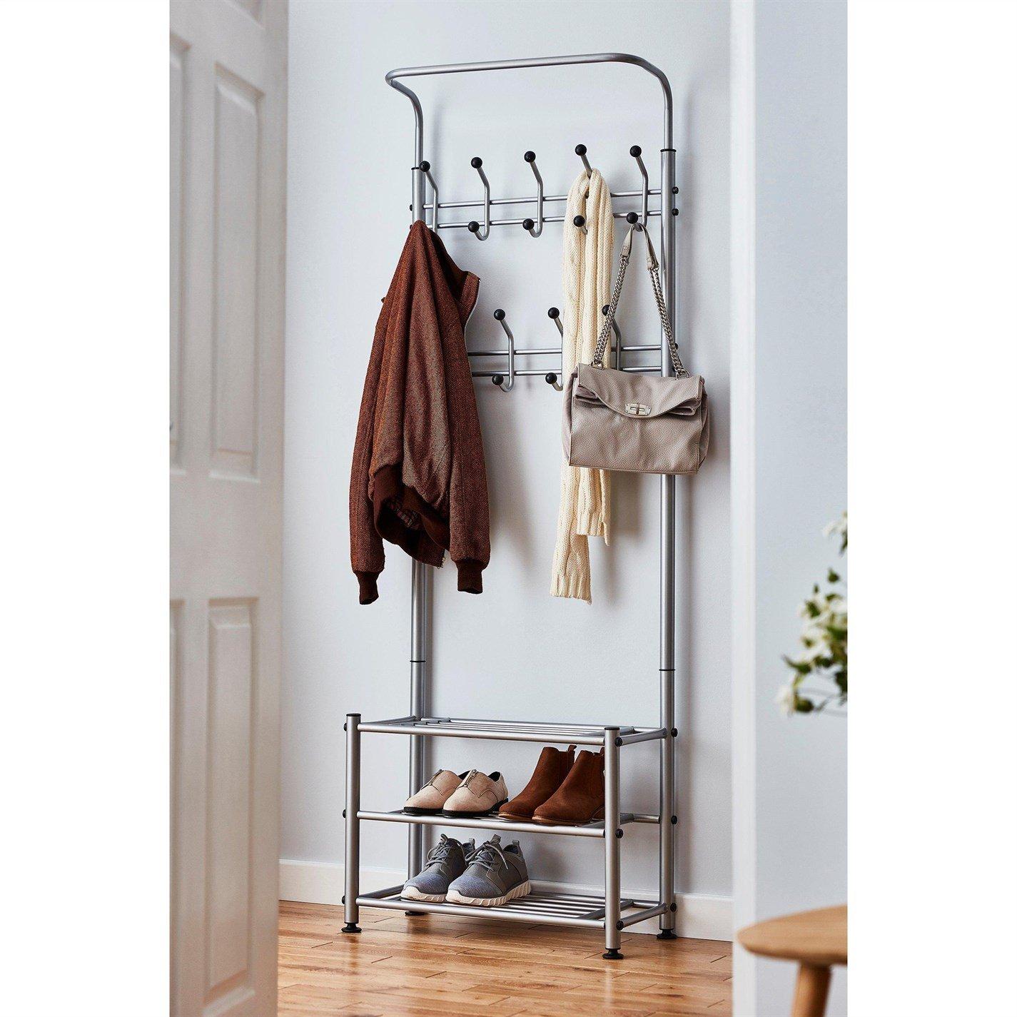 Silver - House of Home - Multi Purpose Stand 18 Hooks For Clothes Shoes - 1