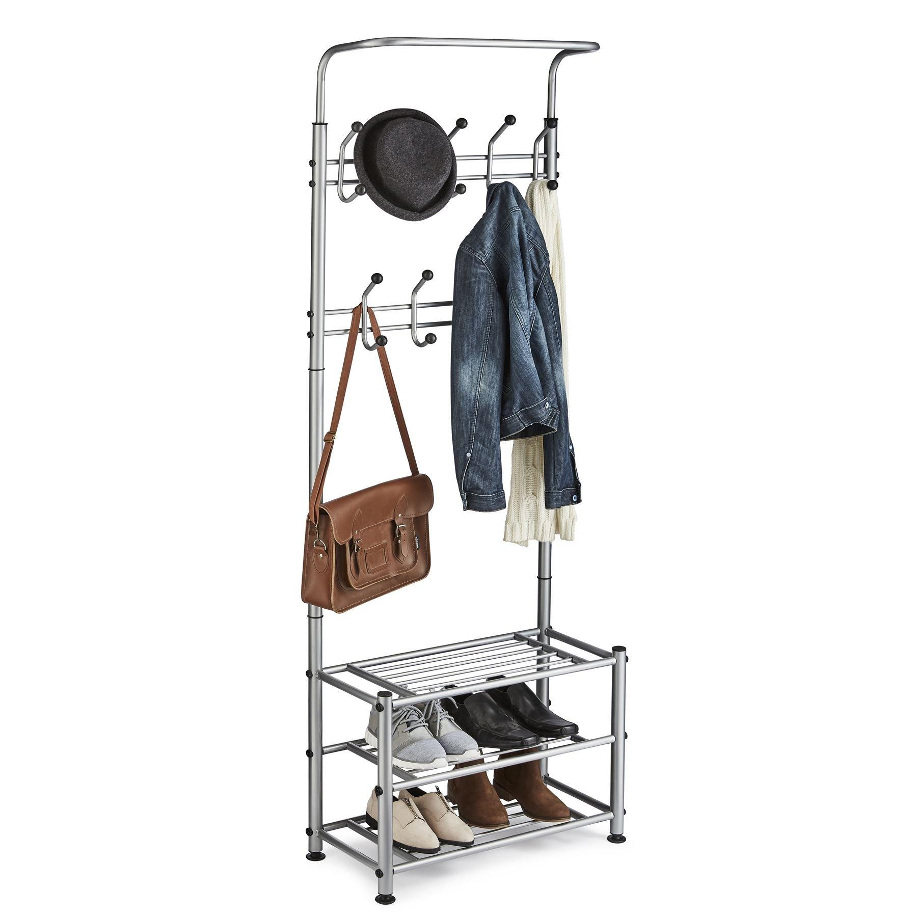 Silver - House of Home - Multi Purpose Stand 18 Hooks For Clothes Shoes - 2