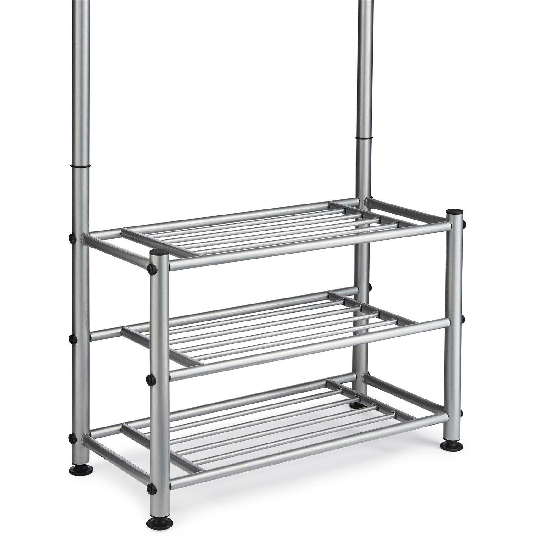 Silver - House of Home - Multi Purpose Stand 18 Hooks For Clothes Shoes - 4