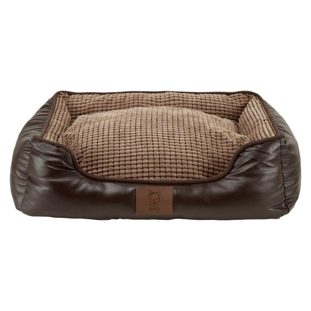 Brown - Bunty - Bunty Tuscan Faux Leather Dog Bed - Brown - 9