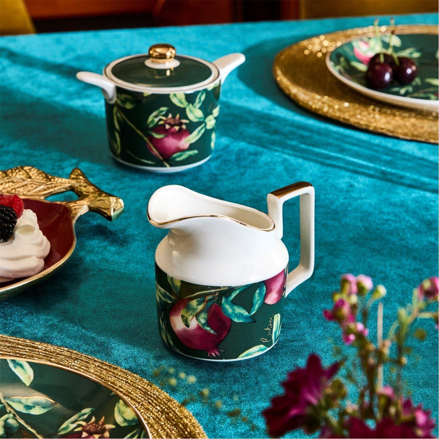 Biba  Printed Sugar Pot & Creamer Jug - Pomegranate