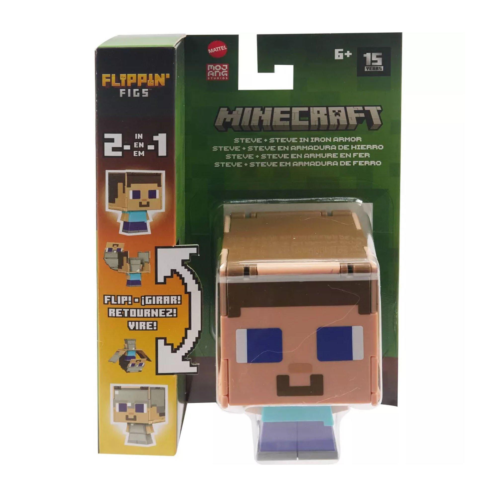 None - Minecraft - Flippin' Figs Steve in Iron Armor Action Figure - 1